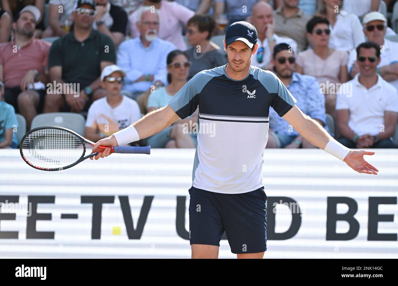 Britains Andy Murray loses a point to Italys Matteo Berrettini during the ATP tennis mens final match in Stuttgart, Germany, Sunday June 12, 2022