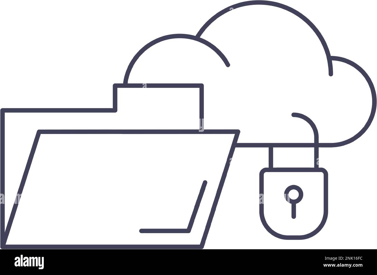 Cloud under lock icon and vector folder on white Stock Vector Image