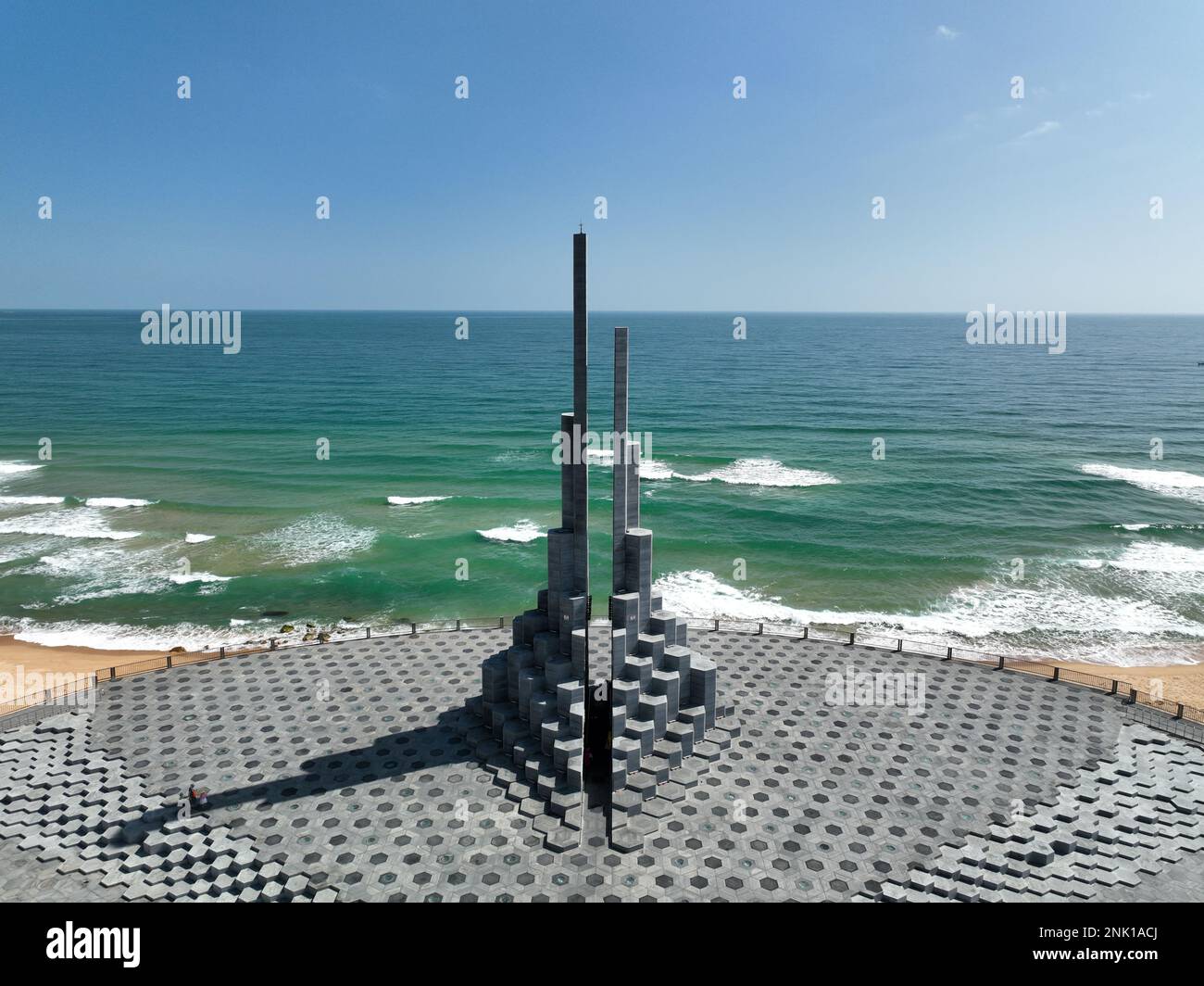 Aerial view of Nghinh Phong tower, Tuy Hoa city, Phu Yen province, Vietnam Stock Photo