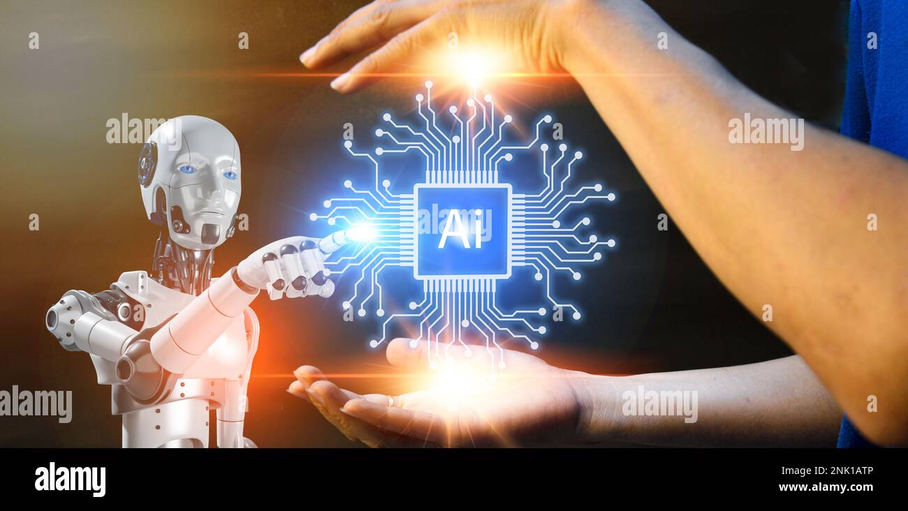 The AI ChatBot concept is unique in that it can interact as naturally as a real human. Industry Innovation 5.0 Stock Photo