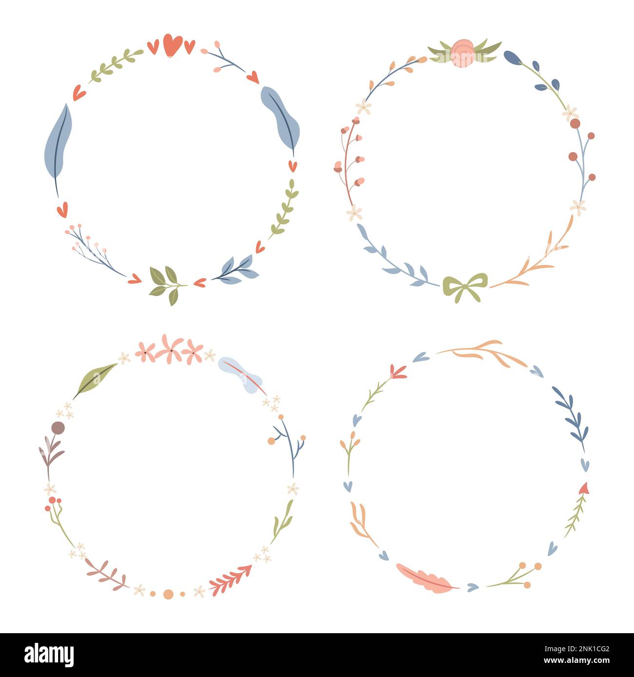 Set of four abstract floral wreaths, vector illustration Stock Vector ...