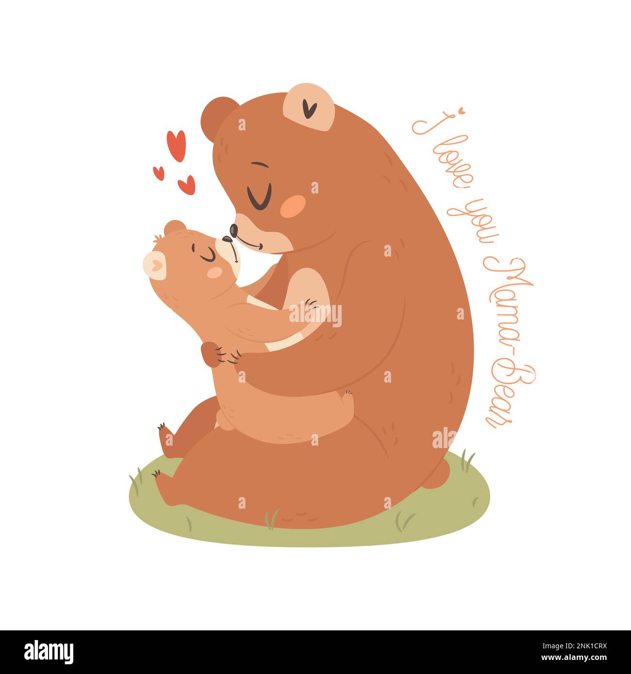 Mama bear with baby. Happy Mothers day greeting card concept Stock