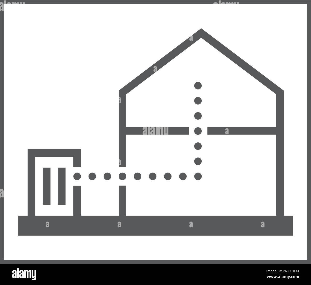 House and Router with a fiver optic cable, fiber to home Stock Vector