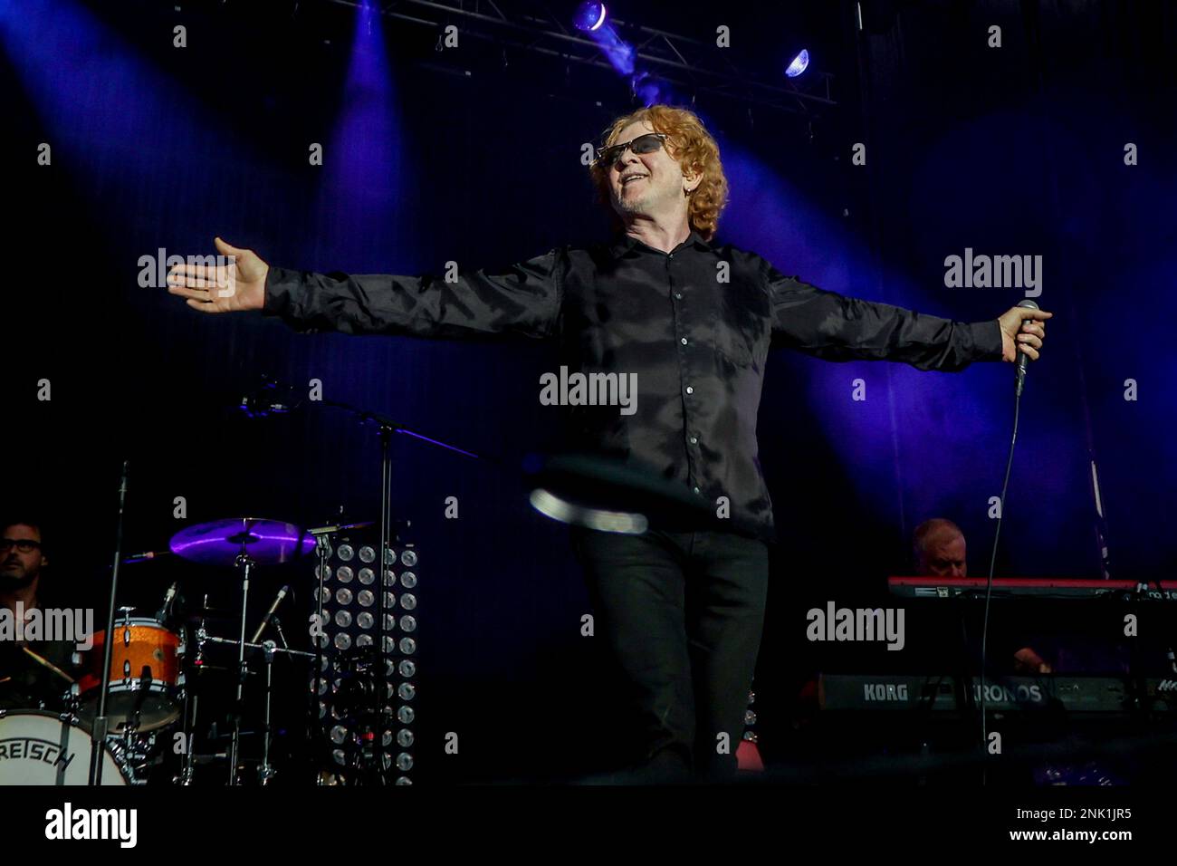 Vocalist Mick Hucknall of the music group Simply Red performs during a  concert at Enrique Tierno Galván Park, June 9, 2022, in Madrid, Spain.  Simply Red is an English pop band that