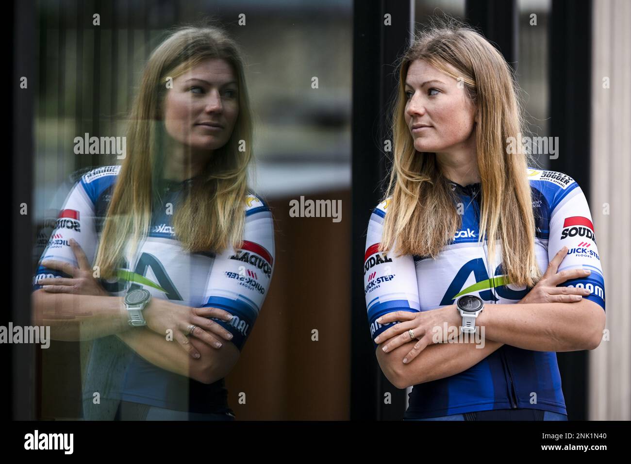Brussels. 23/02/2023, AG Insurance - Soudal Quick-Step Lotta Henttala poses for the photographer during the presentation of the 2023 roster of the AG Insurance - Soudal Quick-Step women's cycling team, Thursday 23 February 2023 in Brussels. BELGA PHOTO TOM GOYVAERTS Stock Photo