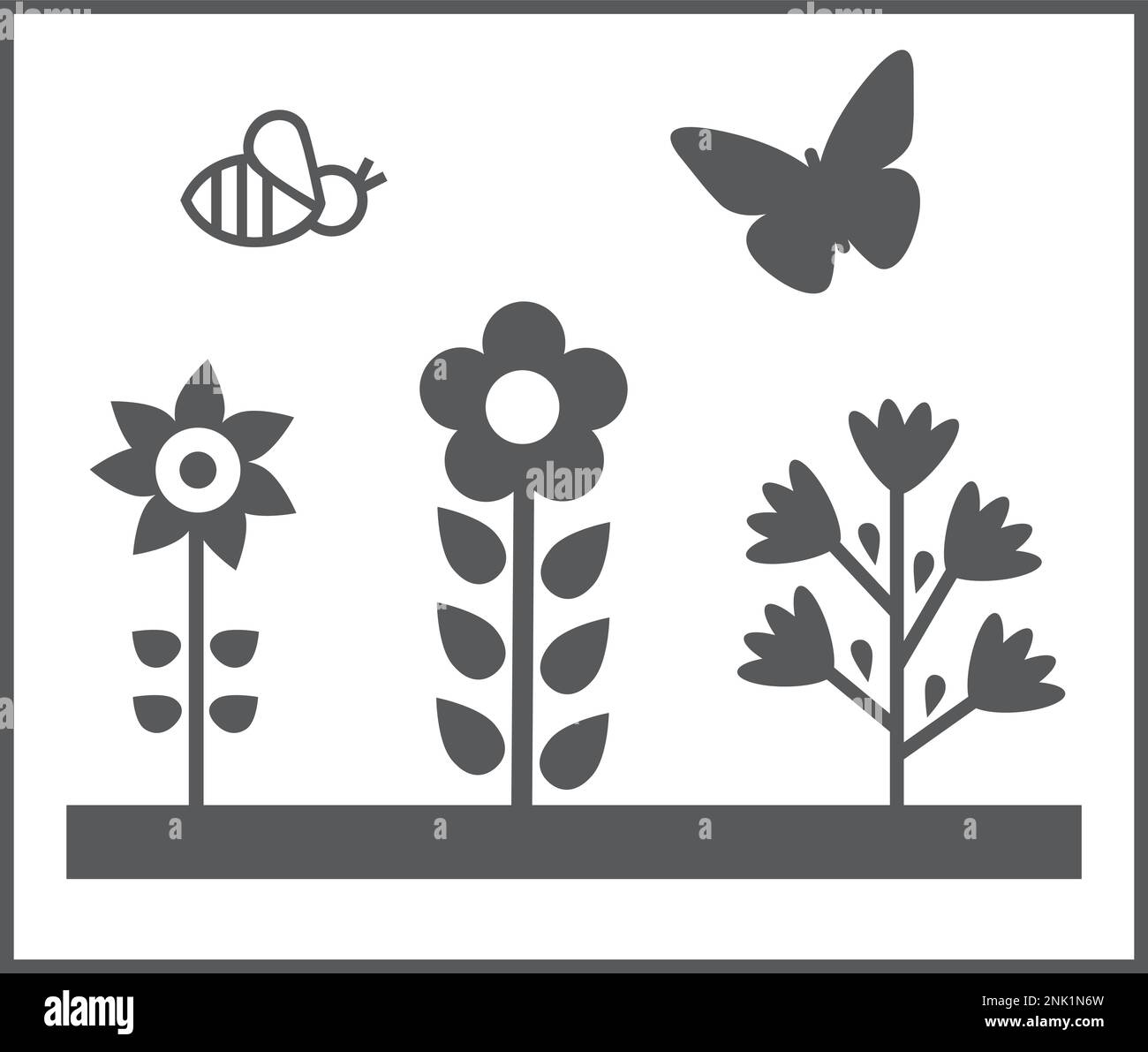 Pictogram of a perennial garden with insects Stock Vector Image & Art