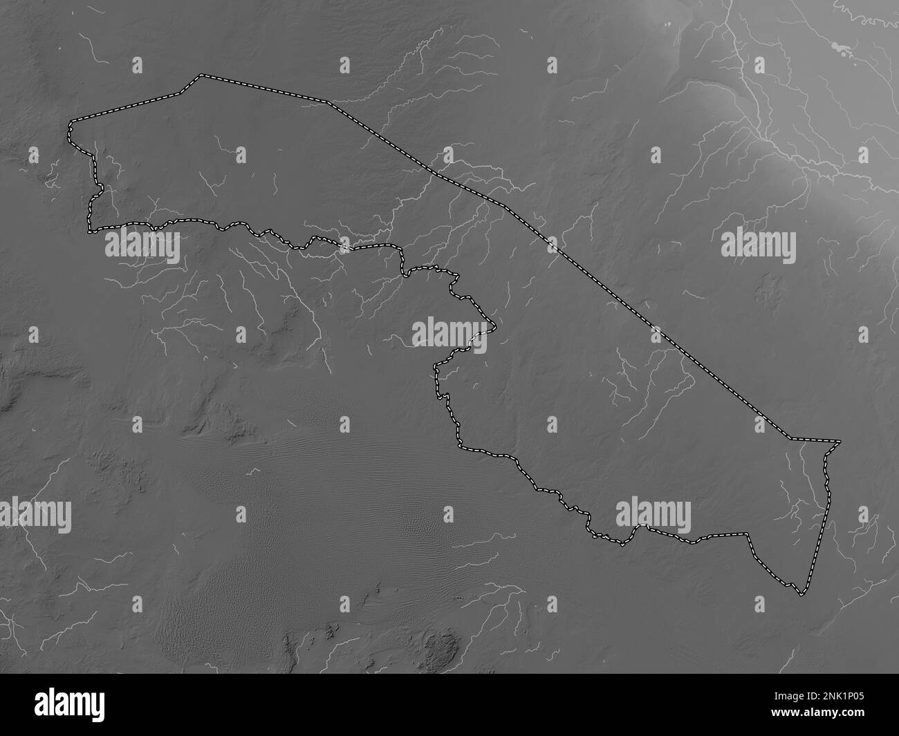 Al Hudud ash Shamaliyah, region of Saudi Arabia. Grayscale elevation