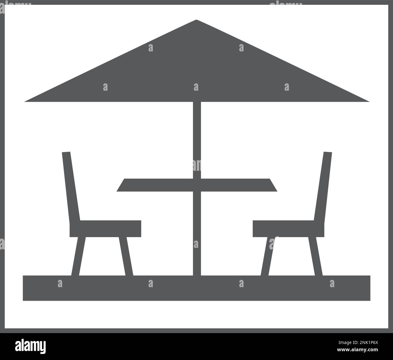 Pictogram of a sun terrace with parasol, table and chairs Stock Vector