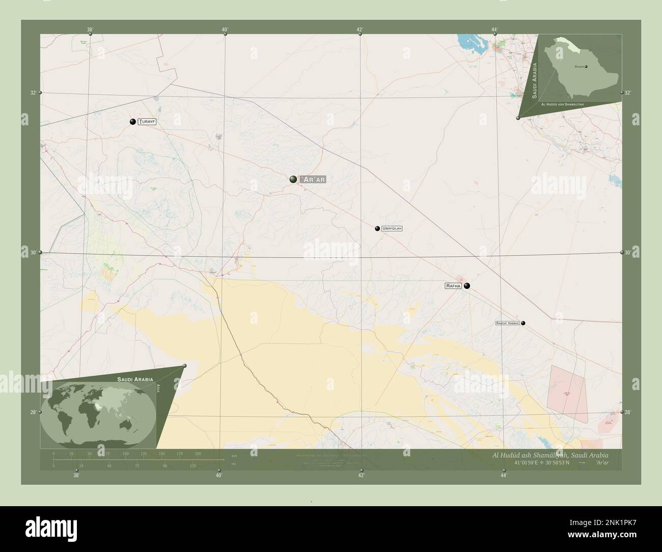 Al Hudud ash Shamaliyah, region of Saudi Arabia. Open Street Map ...