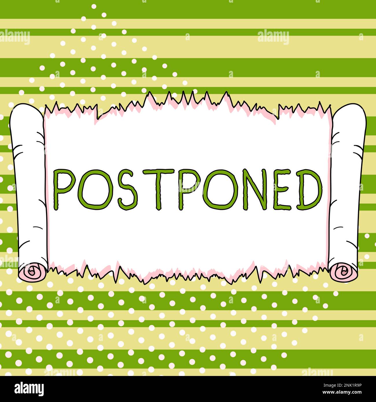 Hand writing sign Postponed. Concept meaning to place later in order of