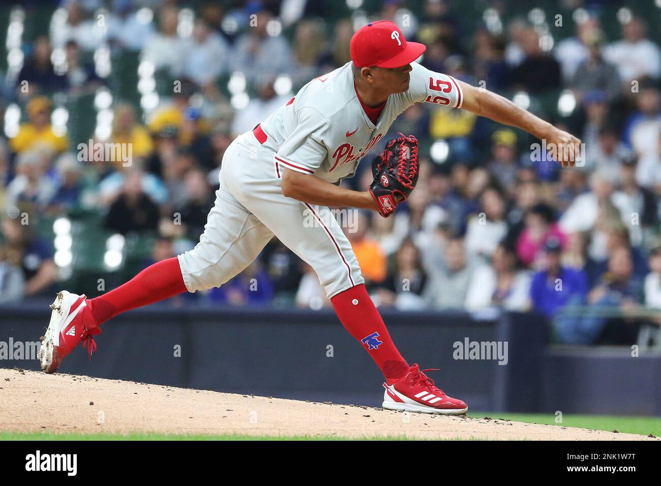 MILWAUKEE, WI - JUNE 07: Philadelphia Phillies third baseman Alec Bohm (28)  celebrates during a game between the Milwaukee Brewers and the Philadelphia  Phillies on June 7, 2022, at American Family Field