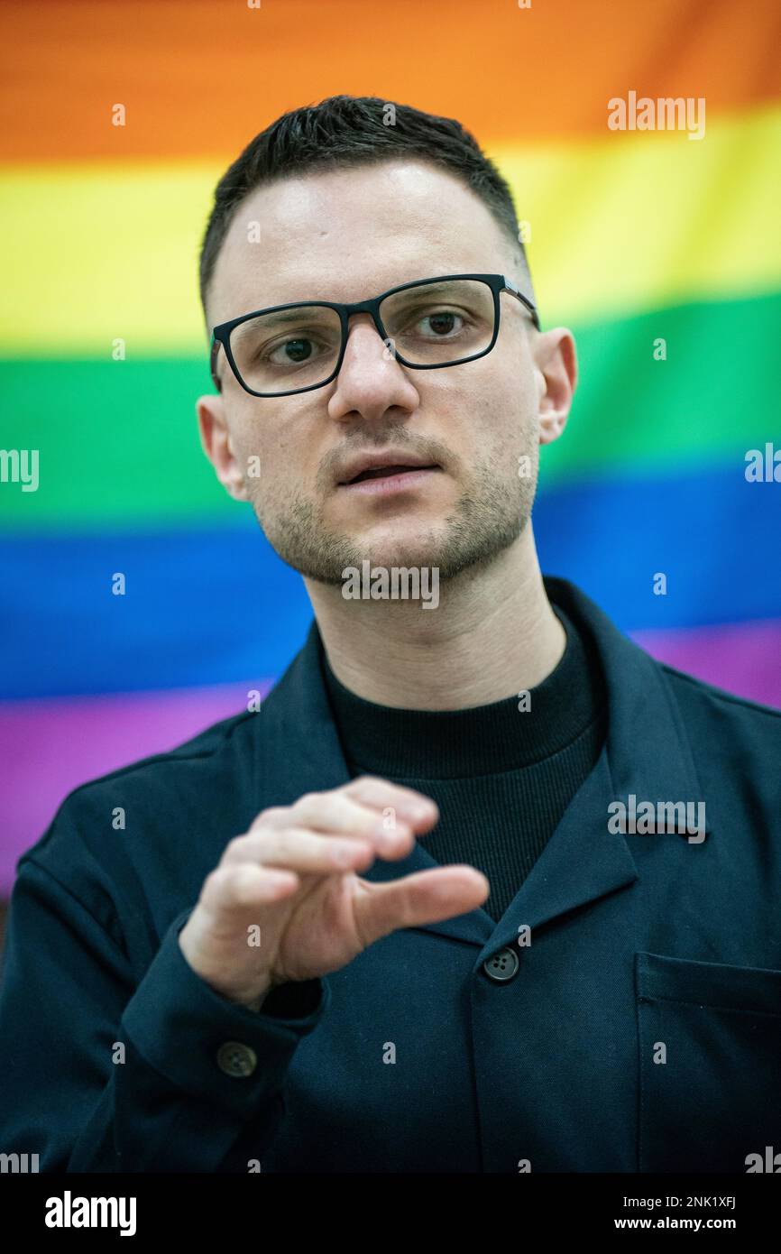Andrew Radetsky, case manager at Alliance Global in Kyiv, Ukraine, ahead of the first anniversary on Friday of the Russian invasion of Ukraine. Alliance Global works specifically with the LGBTQ+ community, delivering emergency cash assistance to displaced people in partnership with Mercy Corps. Picture date: Thursday February 23, 2023. Stock Photo