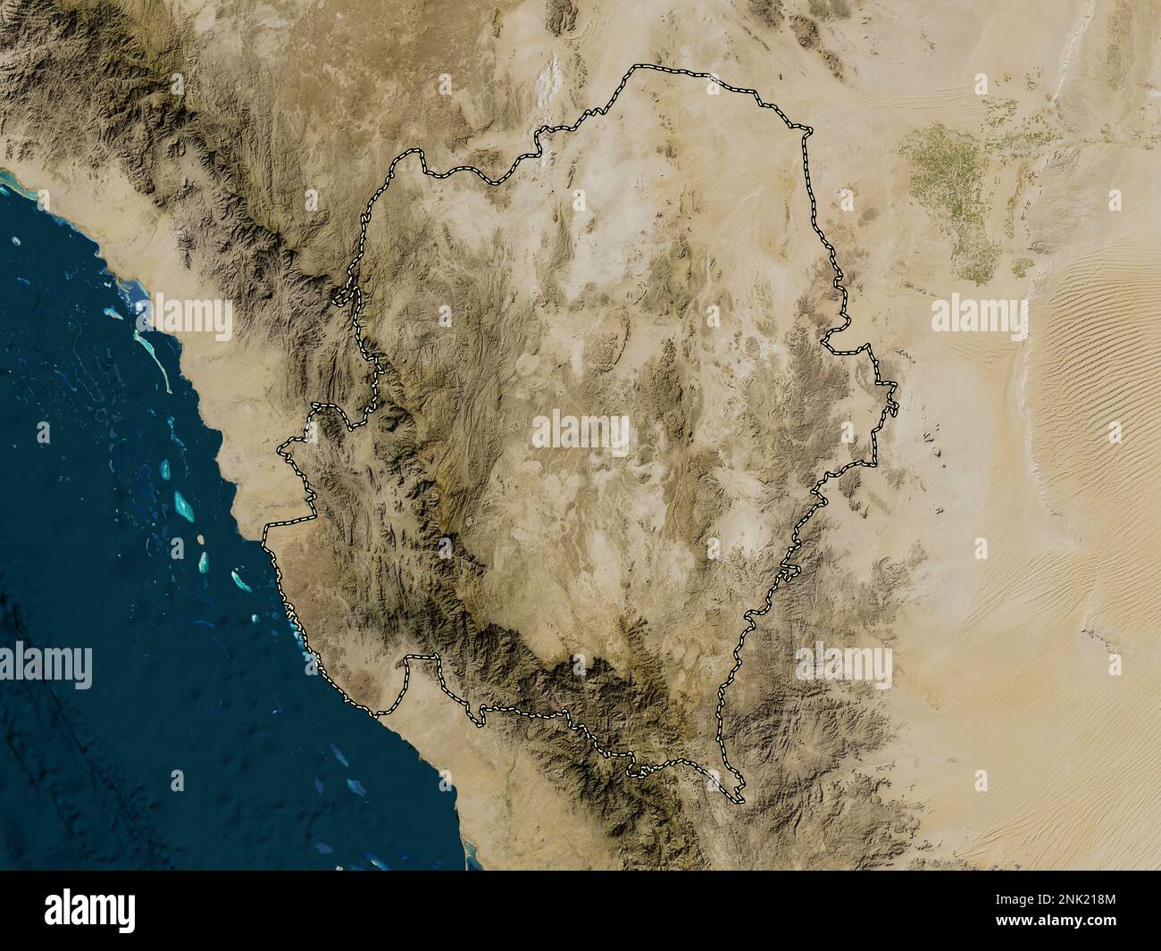 'Asir, region of Saudi Arabia. Low resolution satellite map Stock Photo