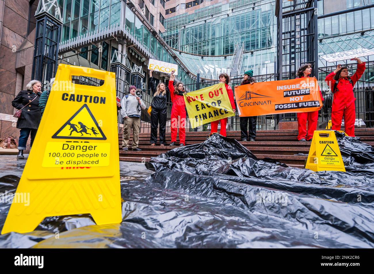London, UK. 23rd Feb, 2023. The protesters visit two insurance