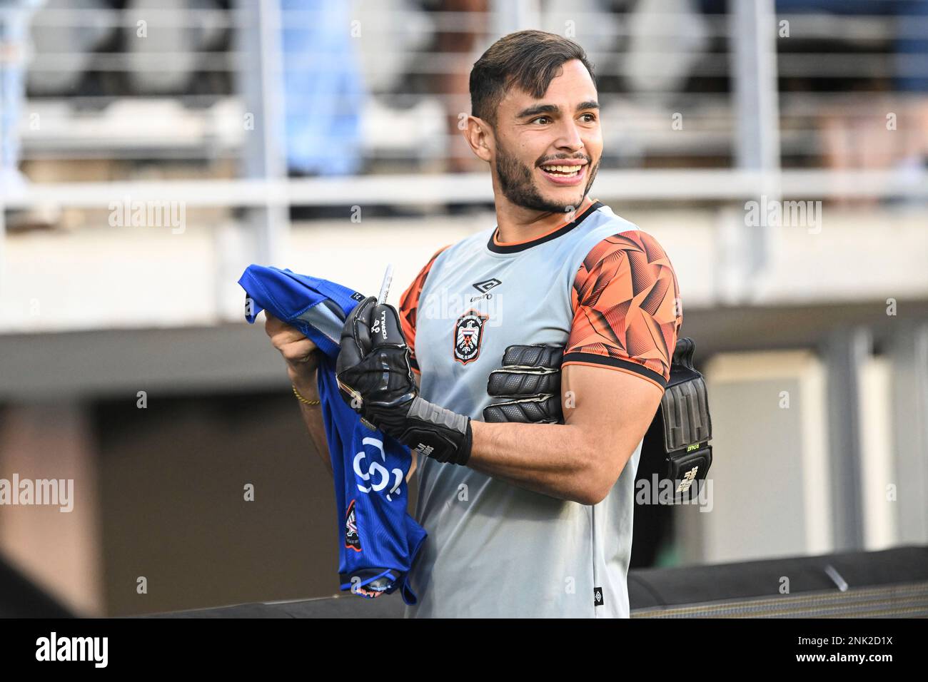 June 4, 2022, Washington, DC: C.D. Aguila Goalkeeper BENJI VILLALOBOS (22)  signs fan gear before the game held at Audi Field in Washington, DC.  (Credit Image: © Amy Sanderson/ZUMA Press Wire) (Cal