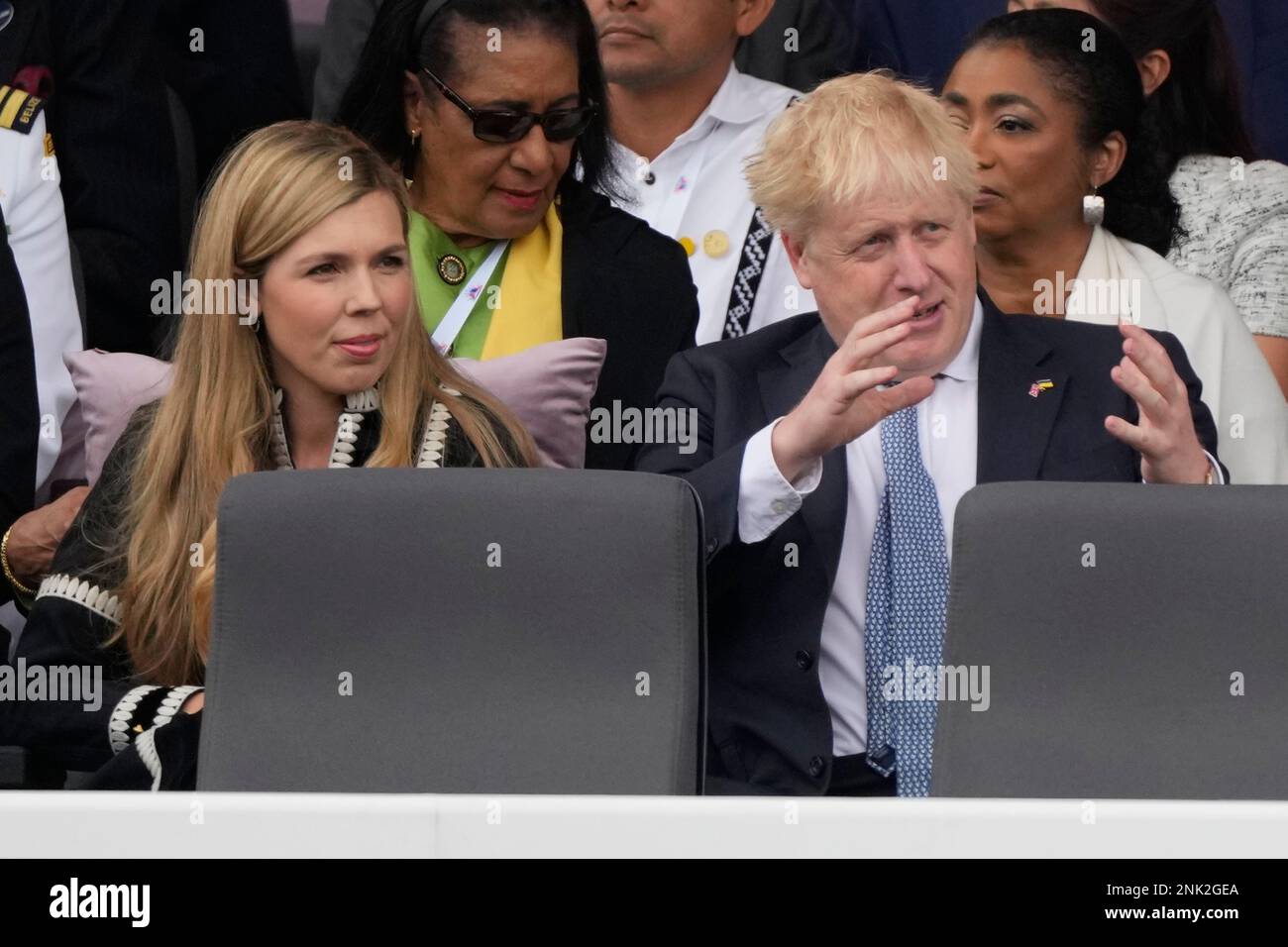 Britain's Prime Minister Boris Johnson, right, and his wife Carrie