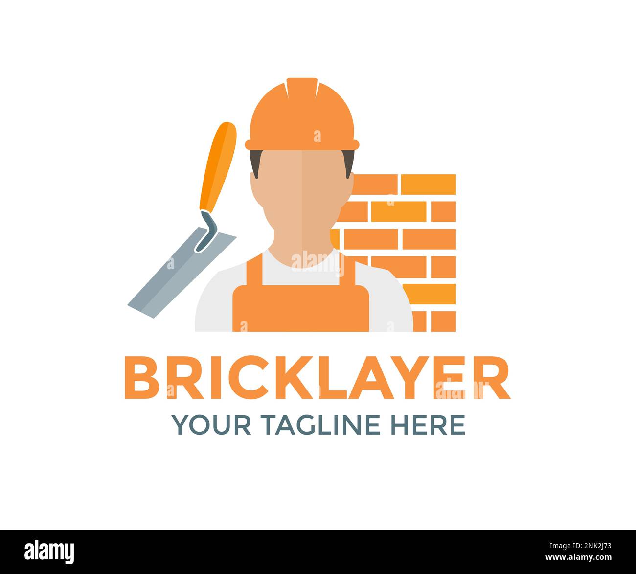 Hard working professional  Bricklayer man logo design. Person Profile, Avatar Symbol, Male people icon. Male professional construction mason worker. Stock Vector