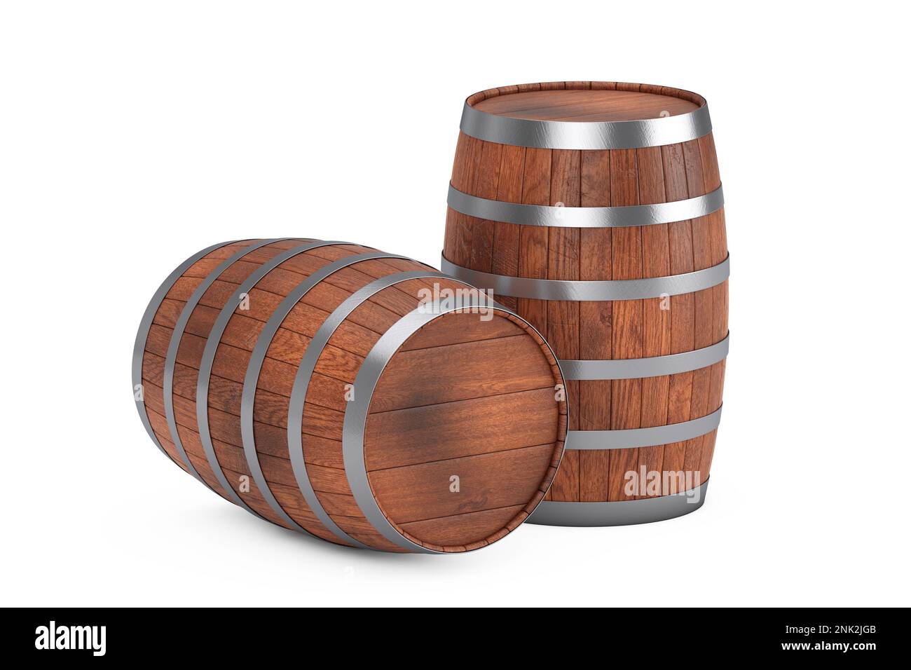 Wooden Oak Barrel on a white background. 3d Rendering Stock Photo - Alamy