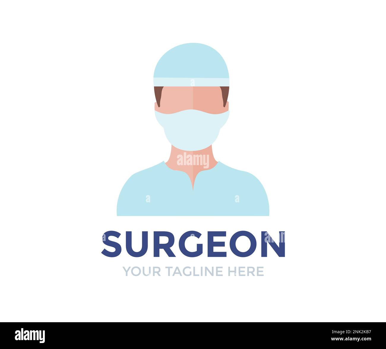 Hard working professional surgeon wearing surgical cap logo design. Person Profile, Avatar Symbol, Male people icon. Male professional surgeon man. Stock Vector