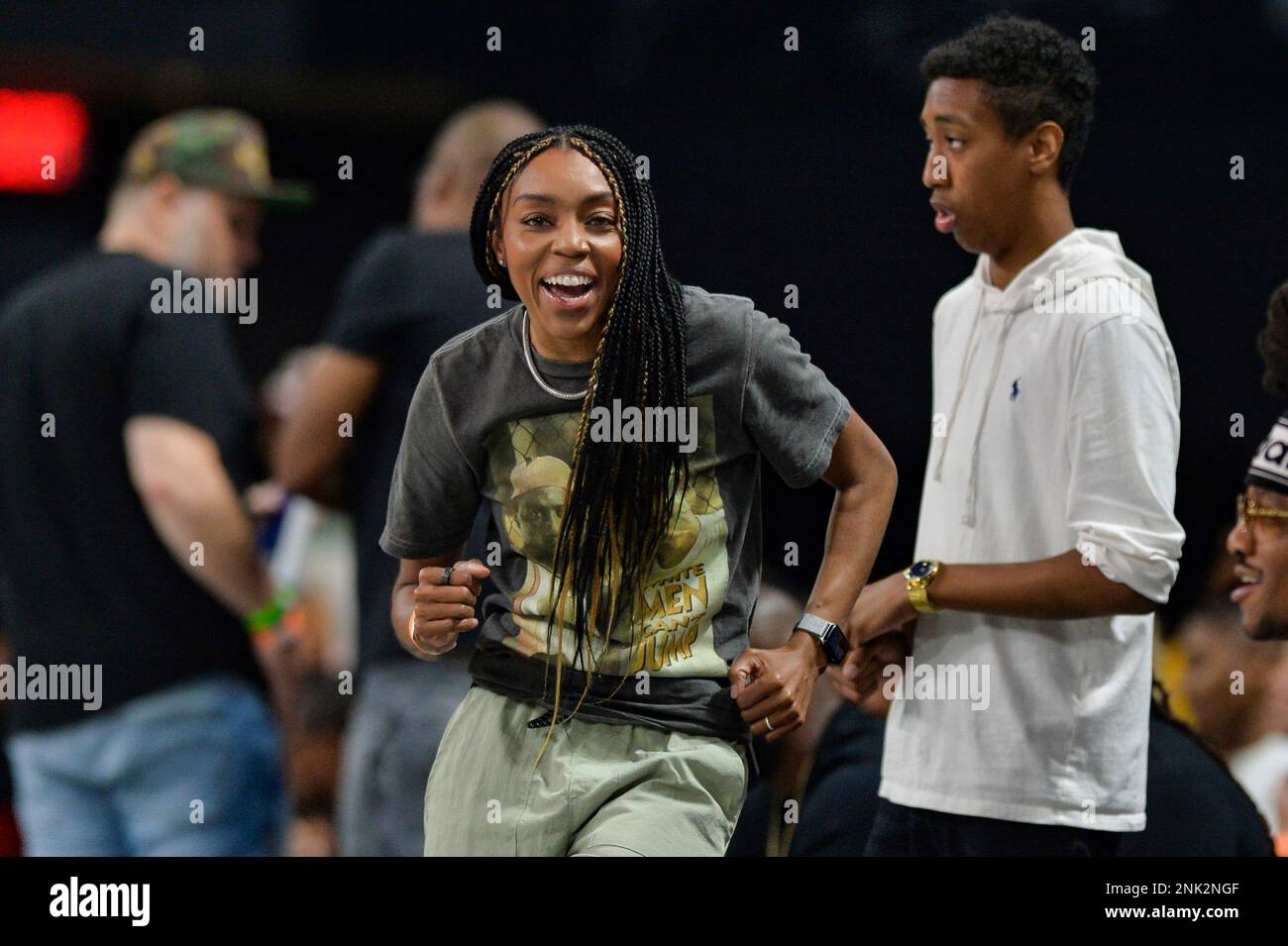 COLLEGE PARK, GA – JUNE 03: Atlanta Dream owner Renee Montgomery dances ...