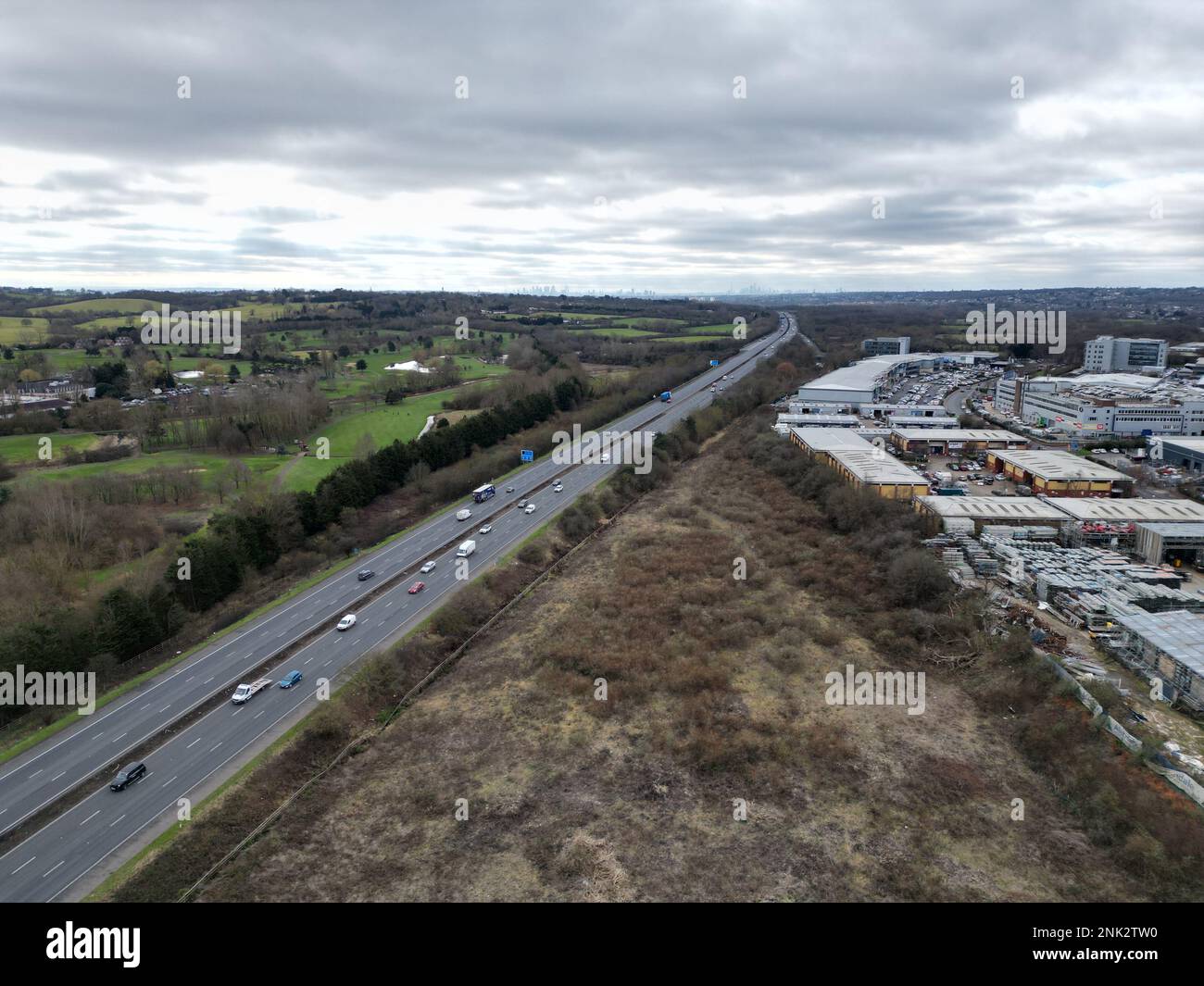 M11 Debden Essex Drone, Aerial, view from air, birds eye view, Stock Photo
