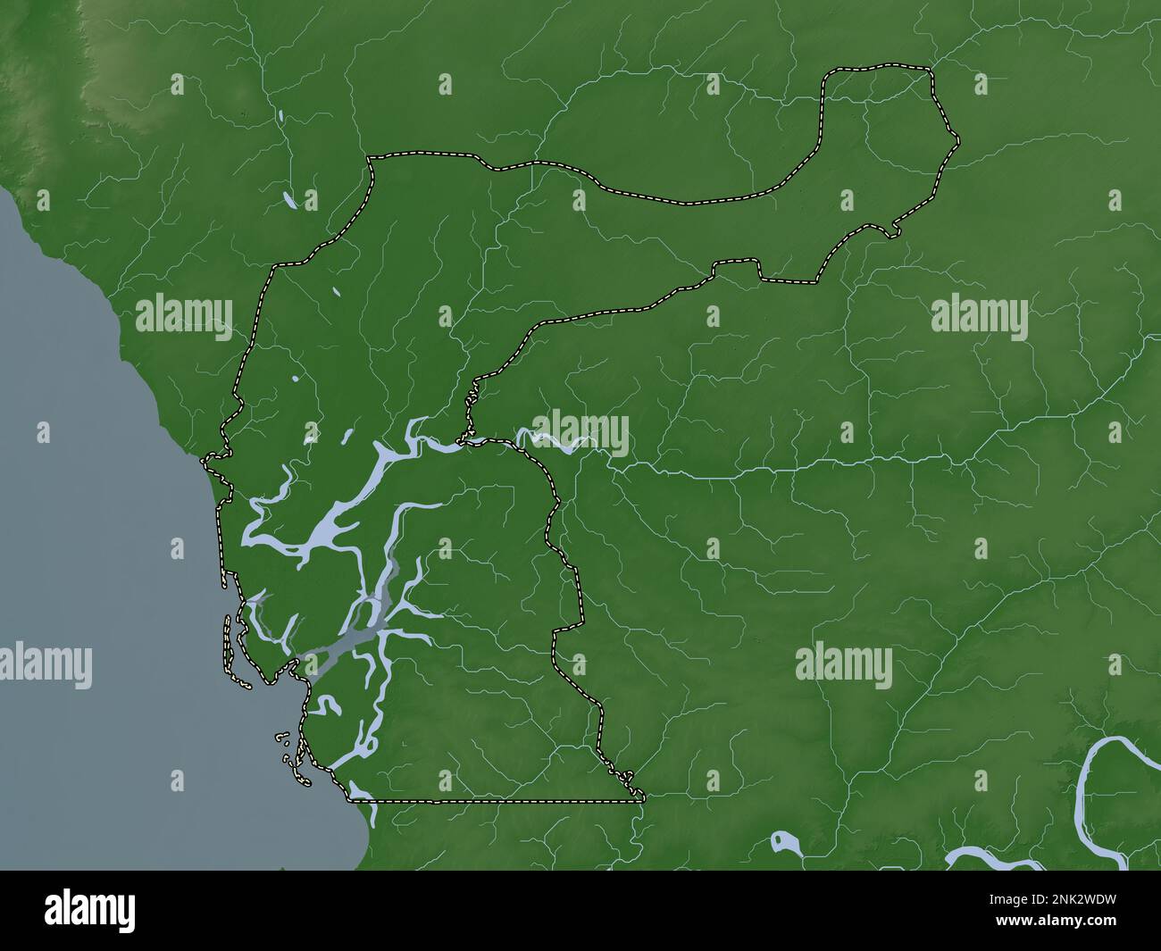 Fatick, region of Senegal. Elevation map colored in wiki style with ...