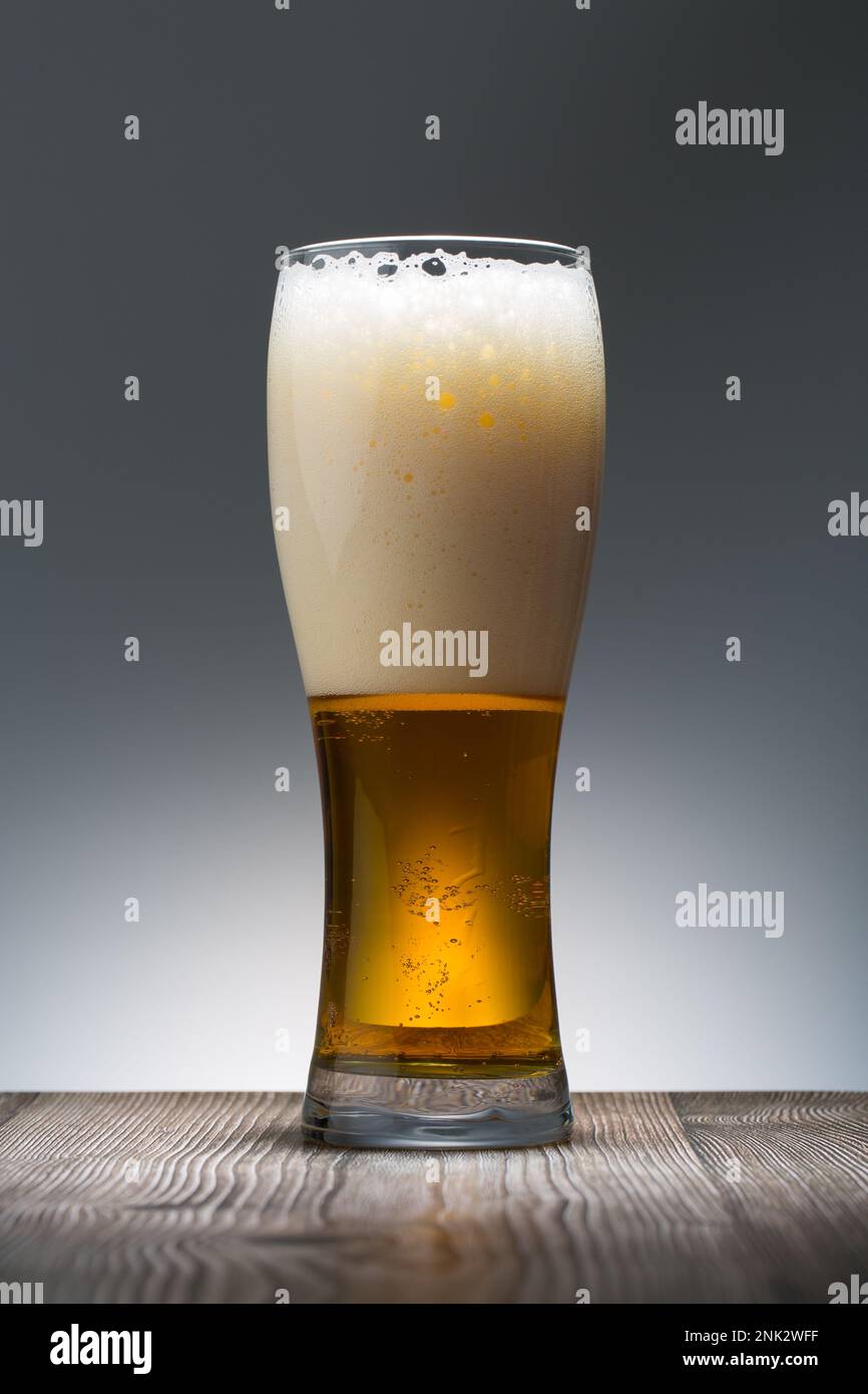 Beer. Cold Craft light Beer in a glass. Close up of a pint of beer