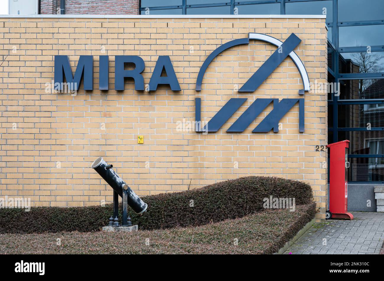 Grimbergen, Flemish Brabant Region -  Belgium - Feb. 19 2023 - Facade and entrance of the Mira Public Observatory Stock Photo