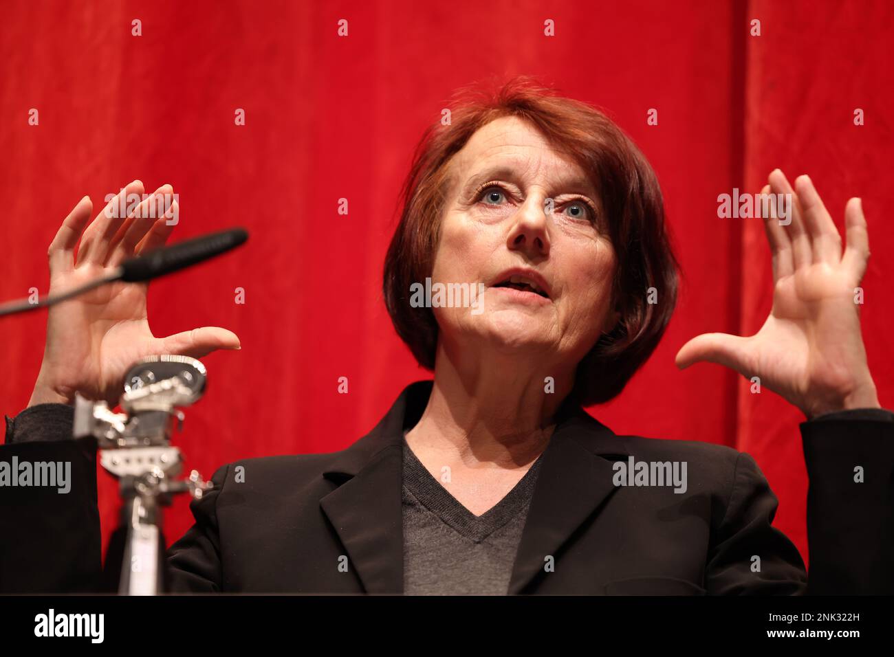 Berlin, Germany. 23rd Feb, 2023. French cinematographer Caroline Champetier receives the Berlinale Camera at the Haus der Berliner Festspiele. With the Berlinale Camera, the Berlinale honors personalities and institutions that have rendered outstanding services to filmmaking. The 73rd International Film Festival will take place in Berlin from Feb. 16 - 26, 2023. Credit: Gerald Matzka/dpa/Alamy Live News Stock Photo