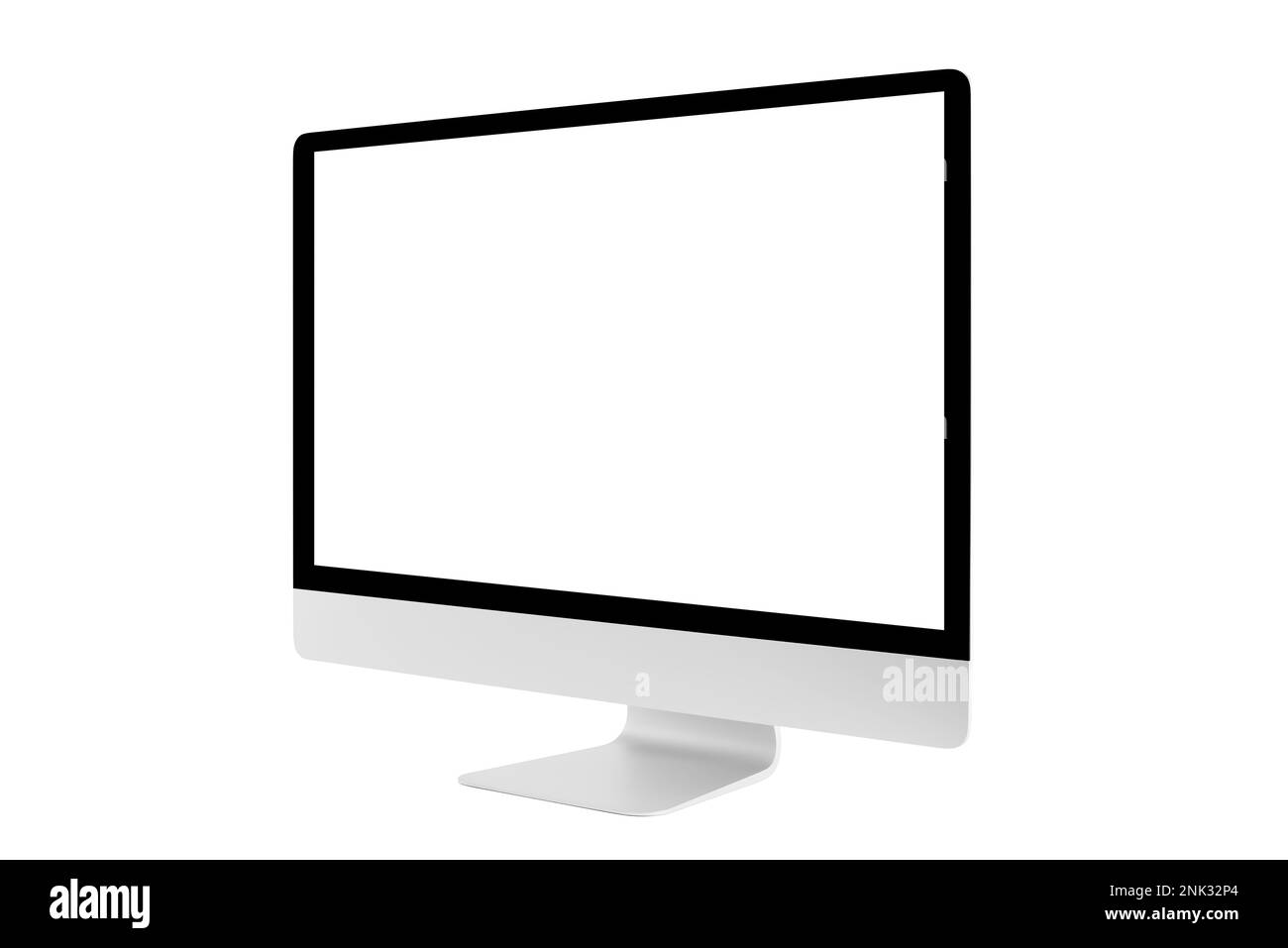 New Modern Blank PC Monitor Mockup with white screen isolated on white