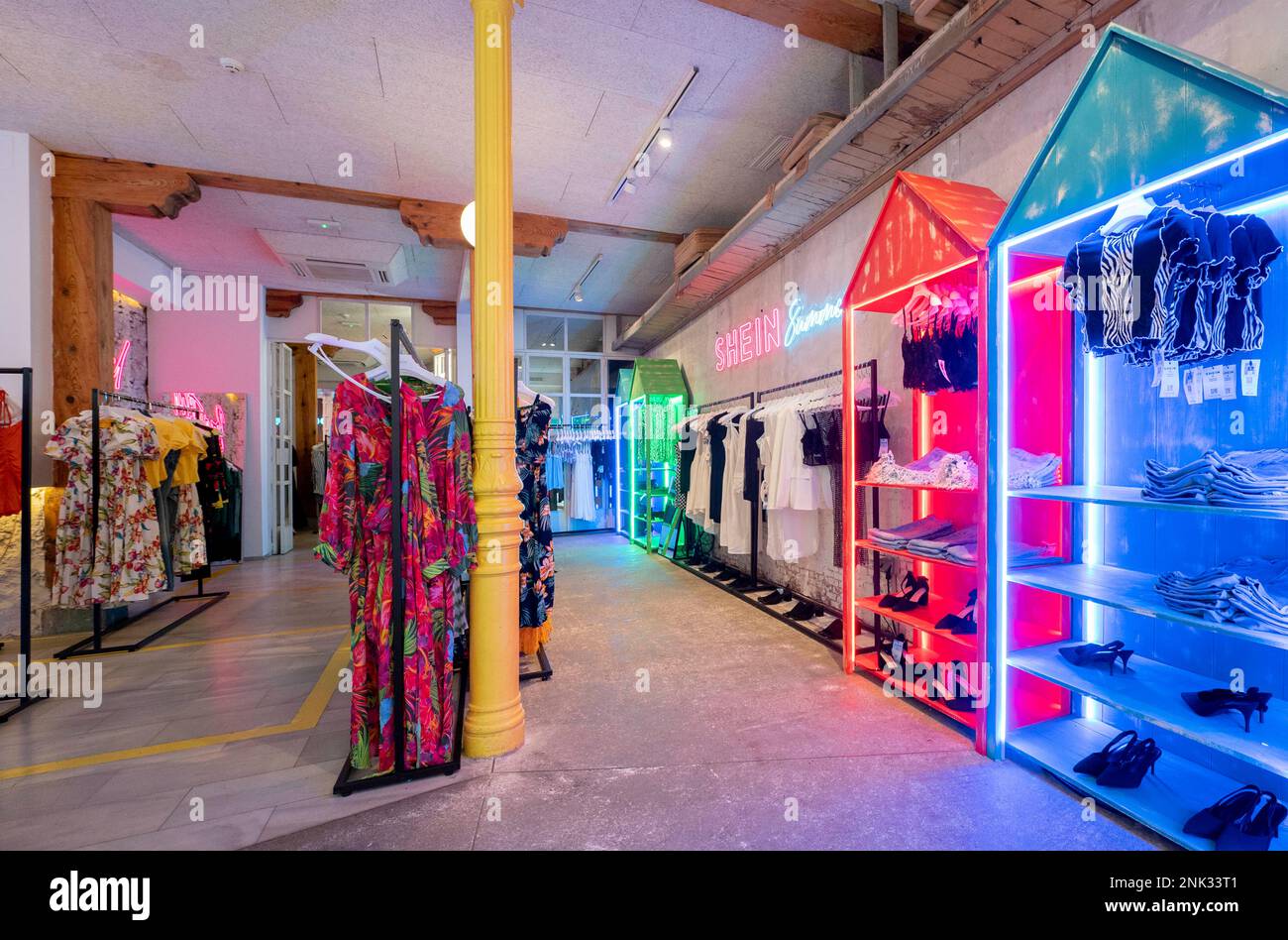 Interior of SHEIN's first physical store in Madrid, on June 2