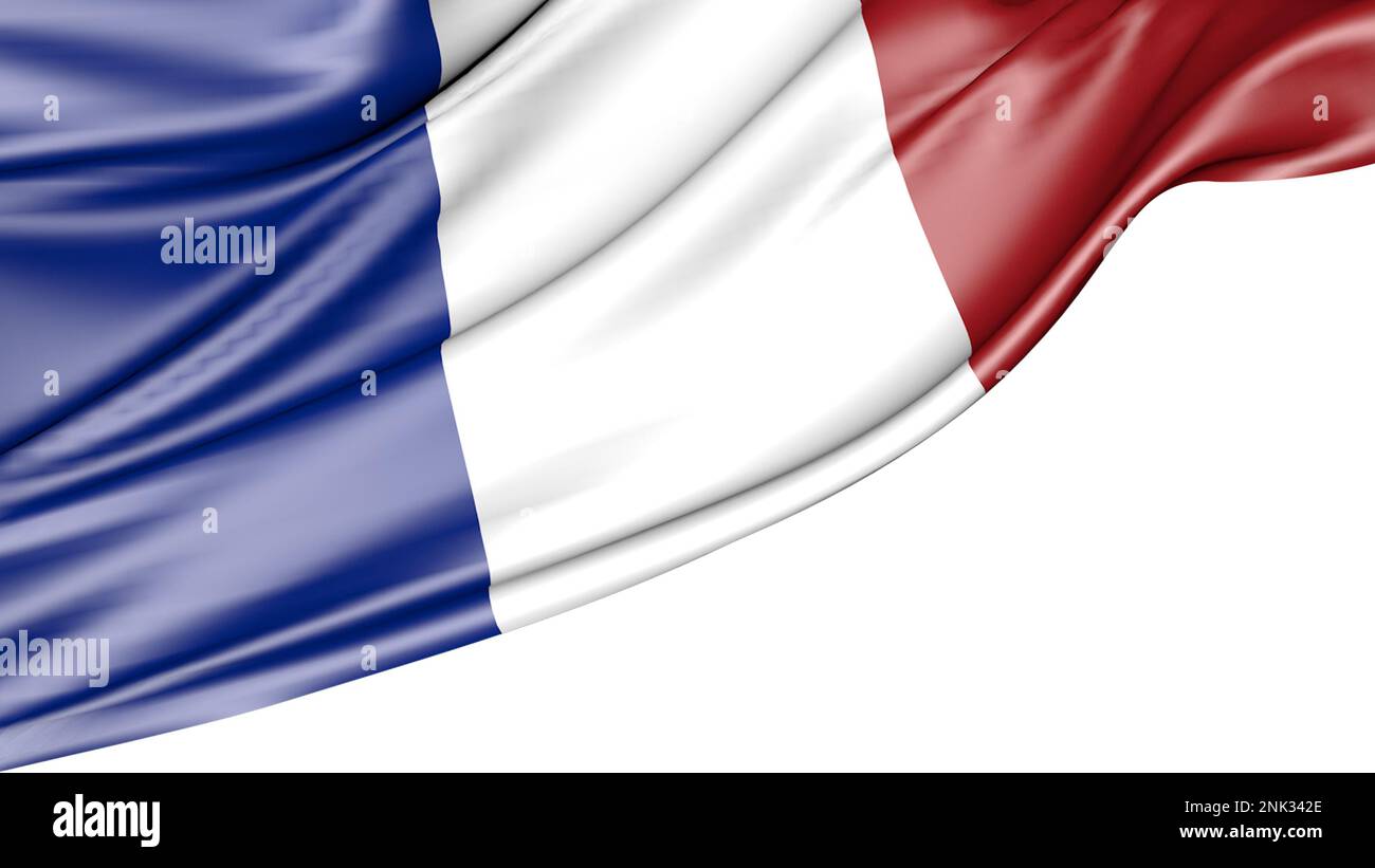 France Flag Isolated on White Background, 3d Illustration Stock Photo ...