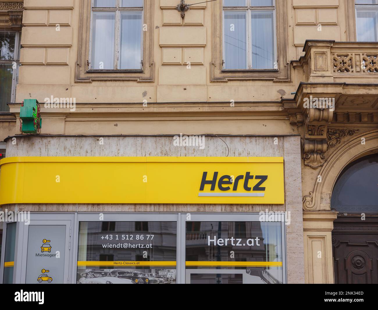 Munich, Germany August 5, 2022 Hertz car rental. subsidiary of