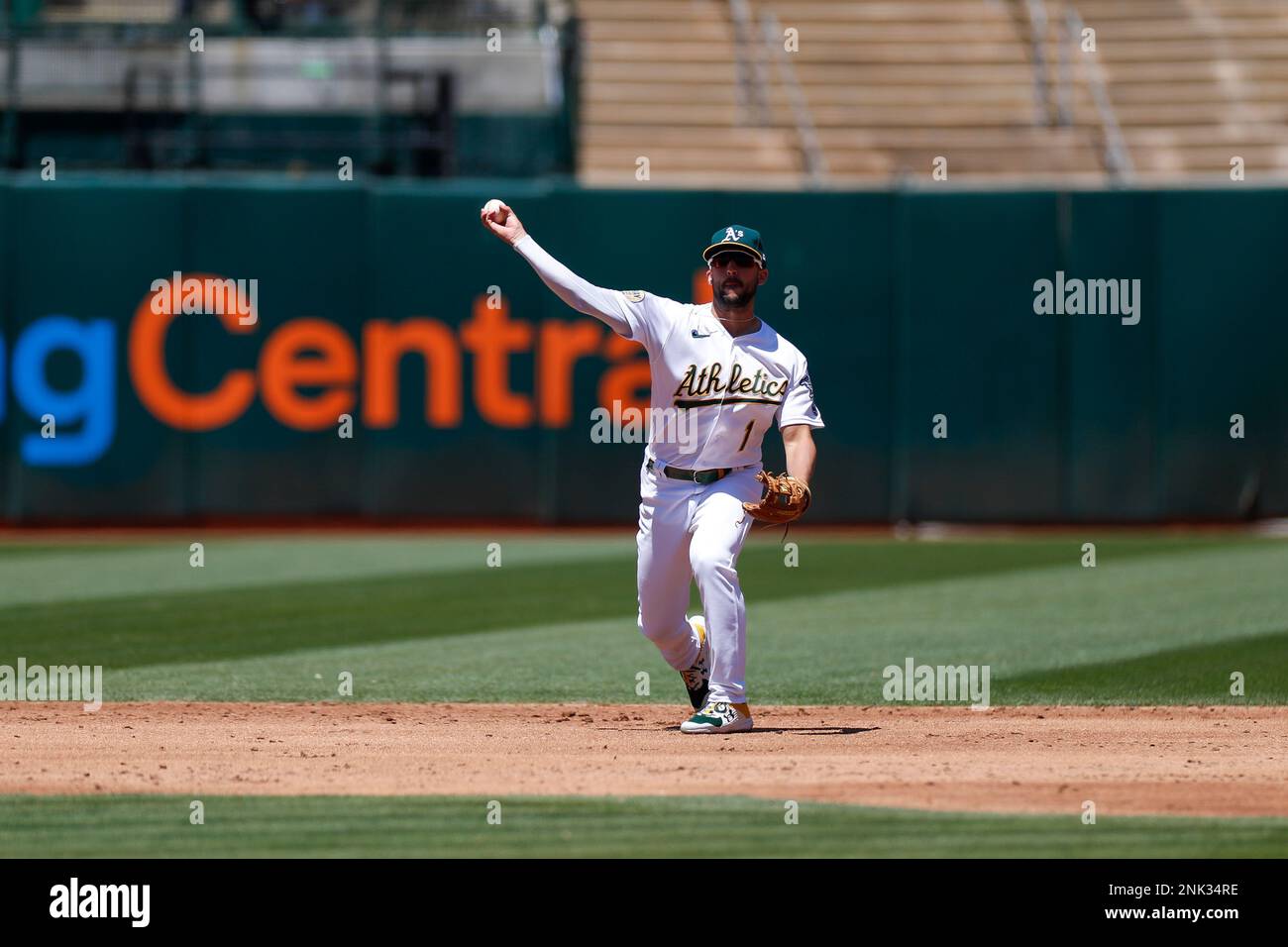 OAKLAND, CA - MAY 29: Texas Rangers catcher Jonah Heim (28) looks on during  a regular season game between the Oakland Athletics and Texas Rangers on  May 29, 2022, at RingCentral Coliseum