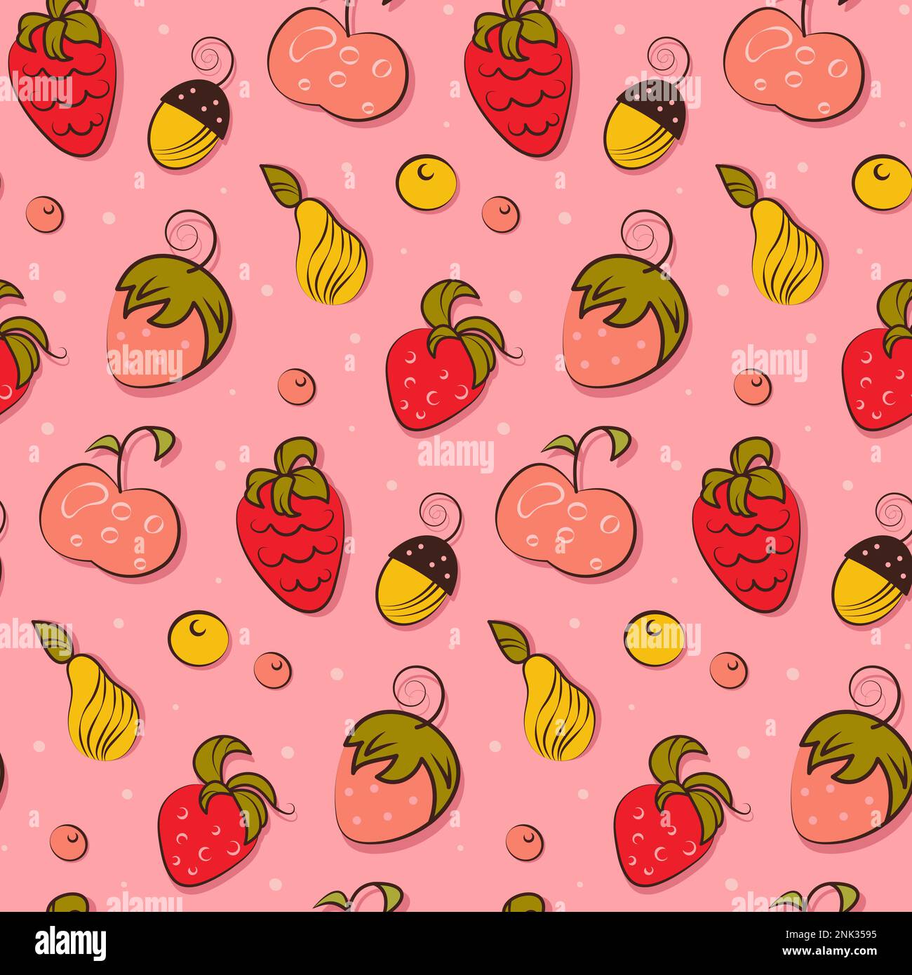 Fruit and berries seamless pattern in hand drawn style Stock Vector ...