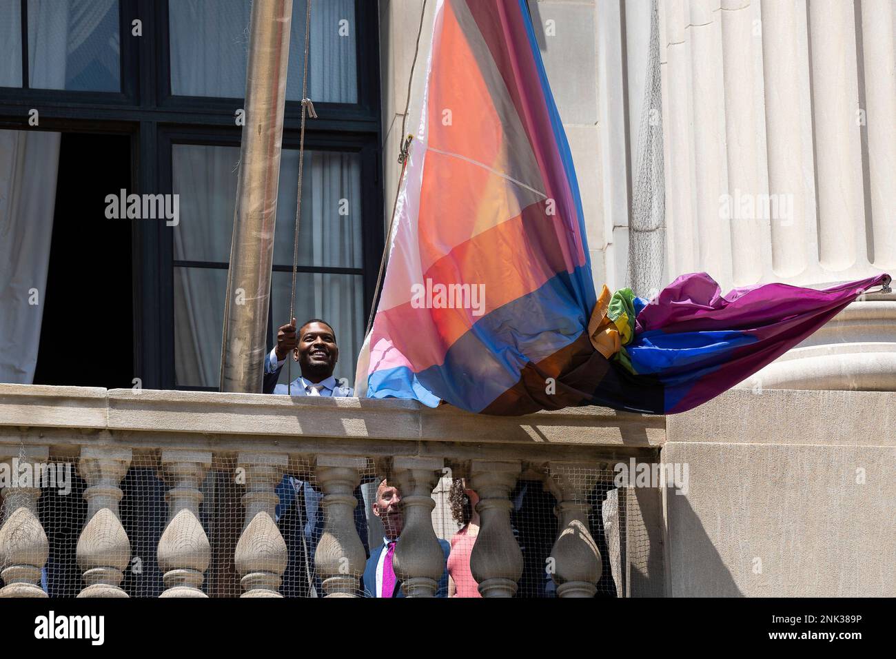 Environmental Protection Agency Administrator Michael Regan raises the ...