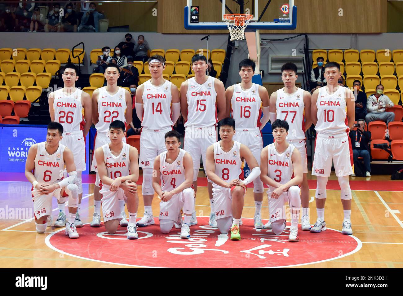 Hong Kong, China. 23rd Feb, 2023. Players of China pose for photos prior to the Group F match between China and Kazakhstan of FIBA Basketball World Cup Asian Qualifiers in Hong Kong, south China, Feb. 23, 2023. Credit: Lo Ping Fai/Xinhua/Alamy Live News Stock Photo