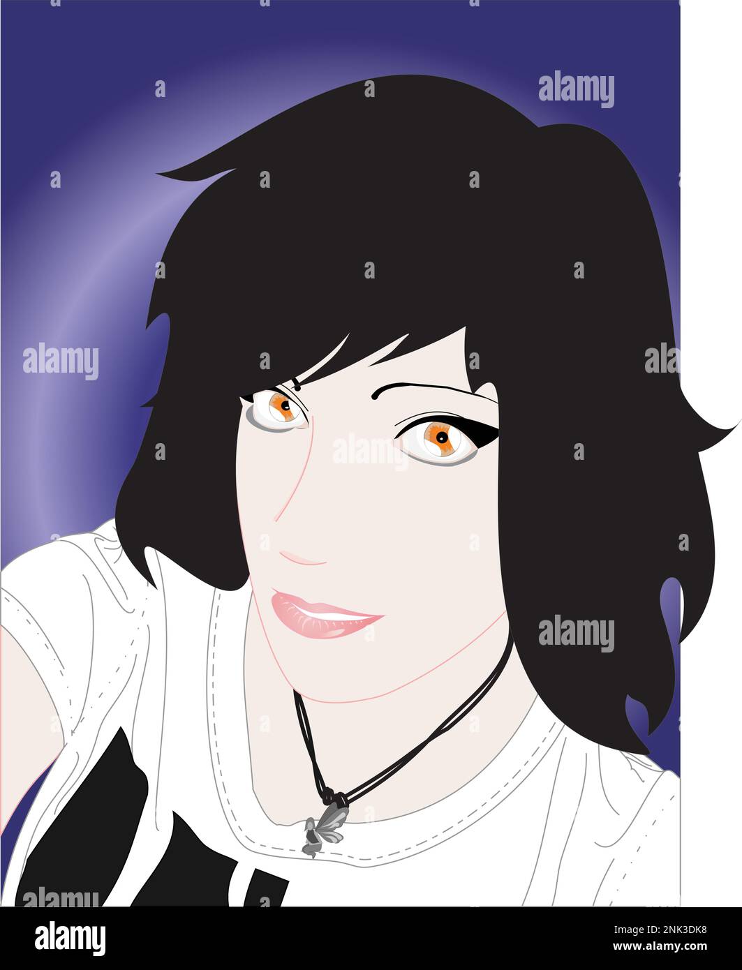 Portrait of girl with black hair vector. Stock Vector
