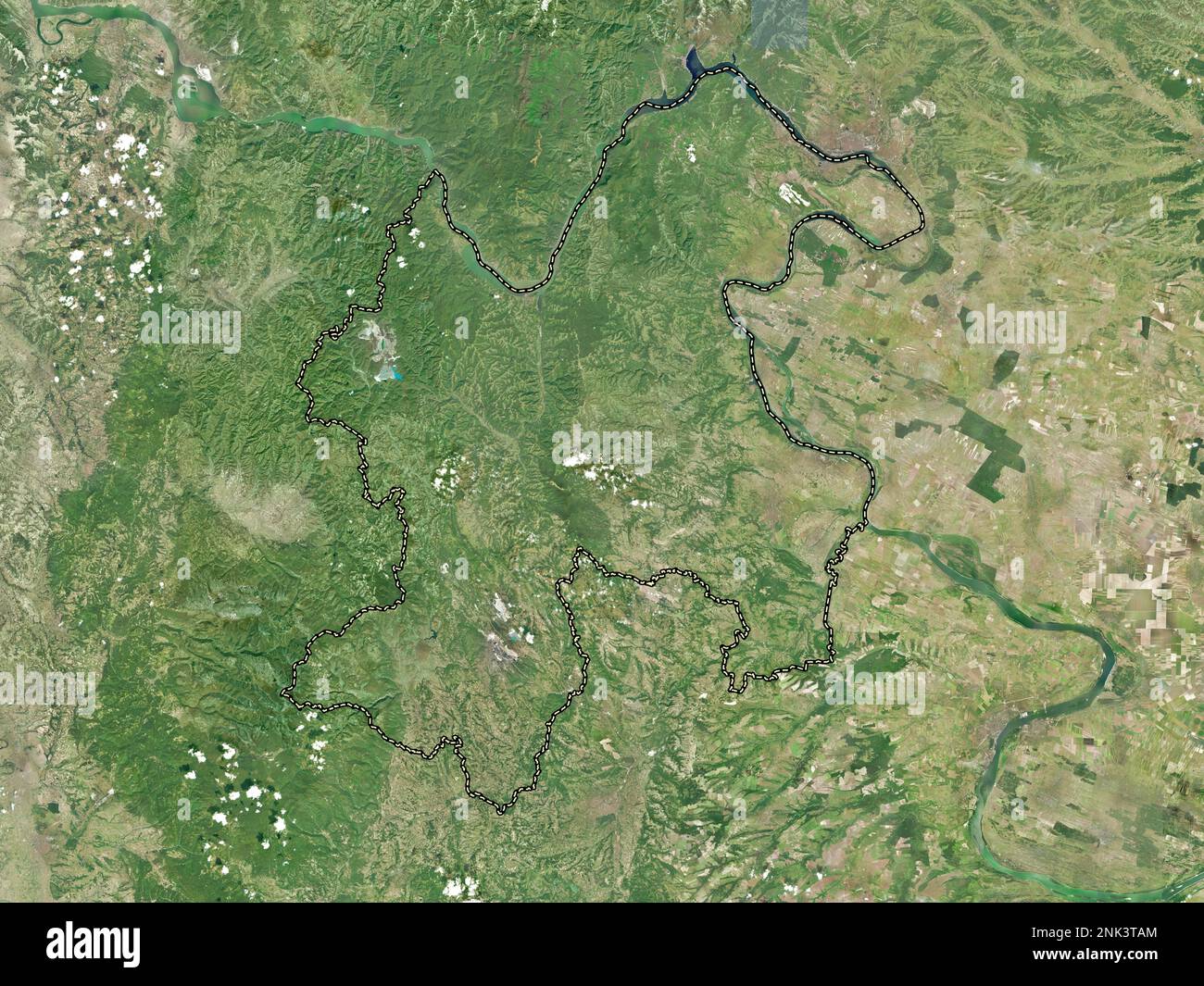Borski, district of Serbia. High resolution satellite map Stock Photo