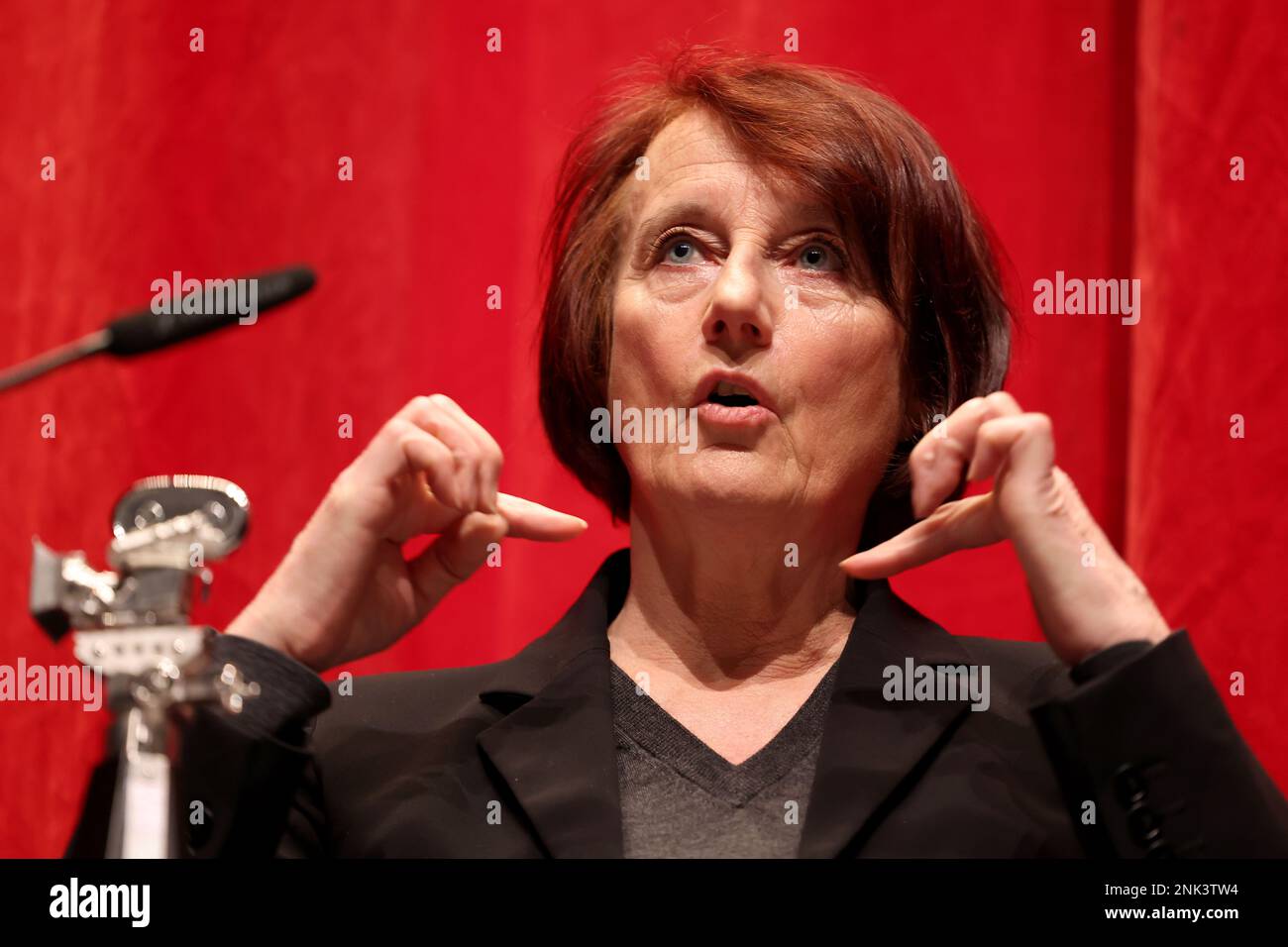 Berlin, Germany. 23rd Feb, 2023. French cinematographer Caroline Champetier receives the Berlinale Camera at the Haus der Berliner Festspiele. With the Berlinale Camera, the Berlinale honors personalities and institutions that have rendered outstanding services to filmmaking. The 73rd International Film Festival will take place in Berlin from Feb. 16 - 26, 2023. Credit: Gerald Matzka/dpa/Alamy Live News Stock Photo