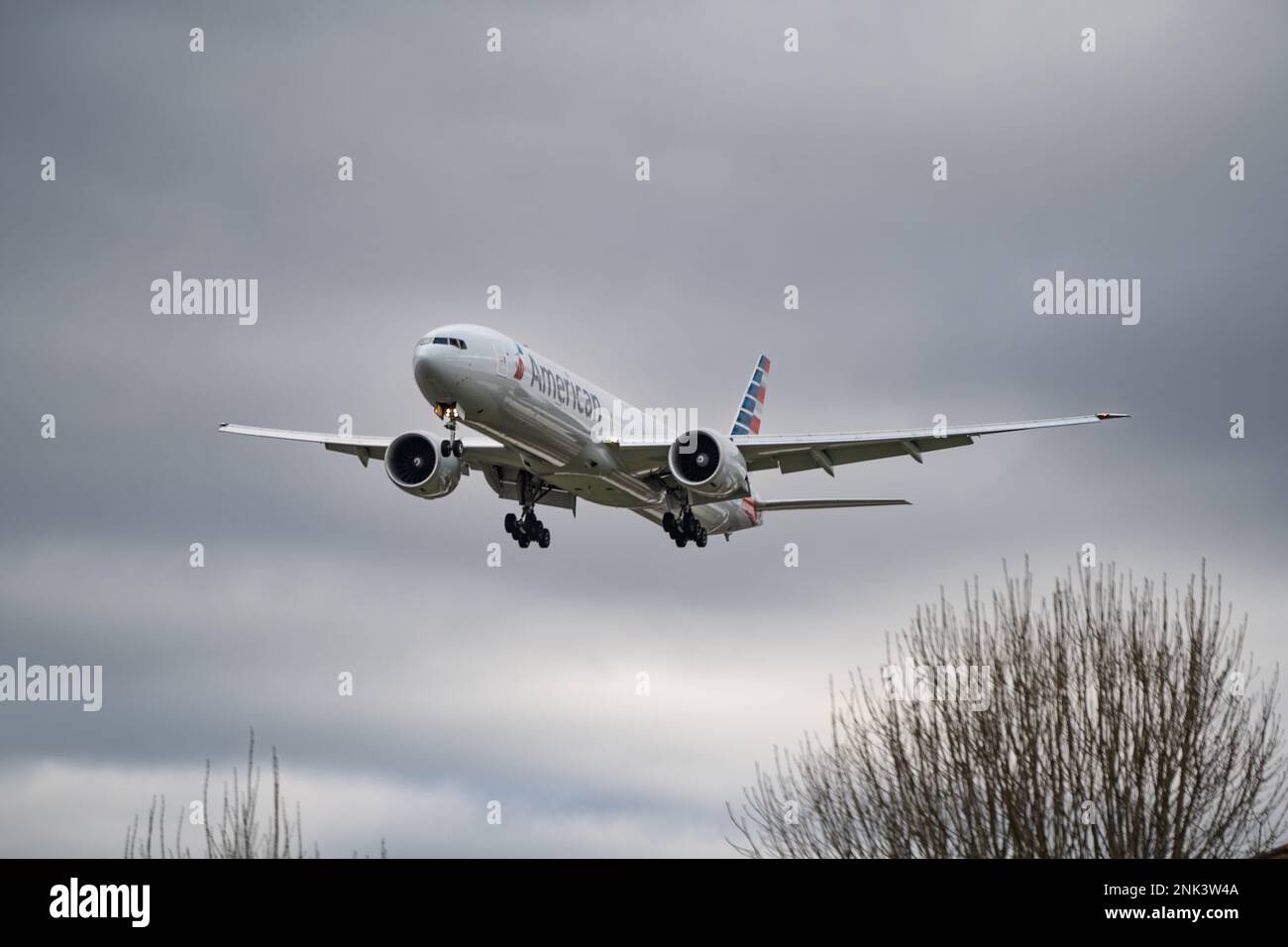 Heathrow, London - February 20th 2023: American Airlines Landing 