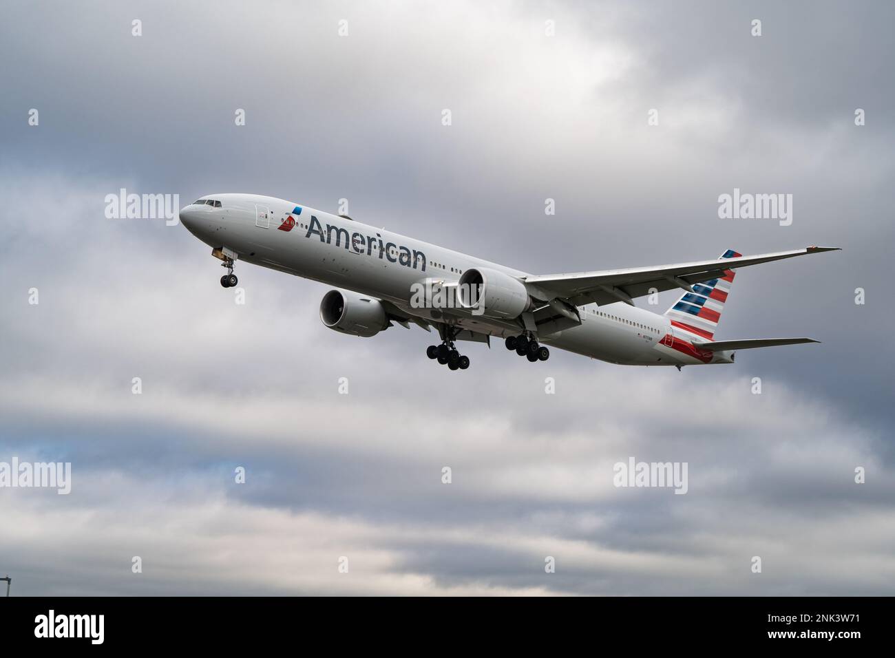 Heathrow, London - February 20th 2023: American Airlines Landing