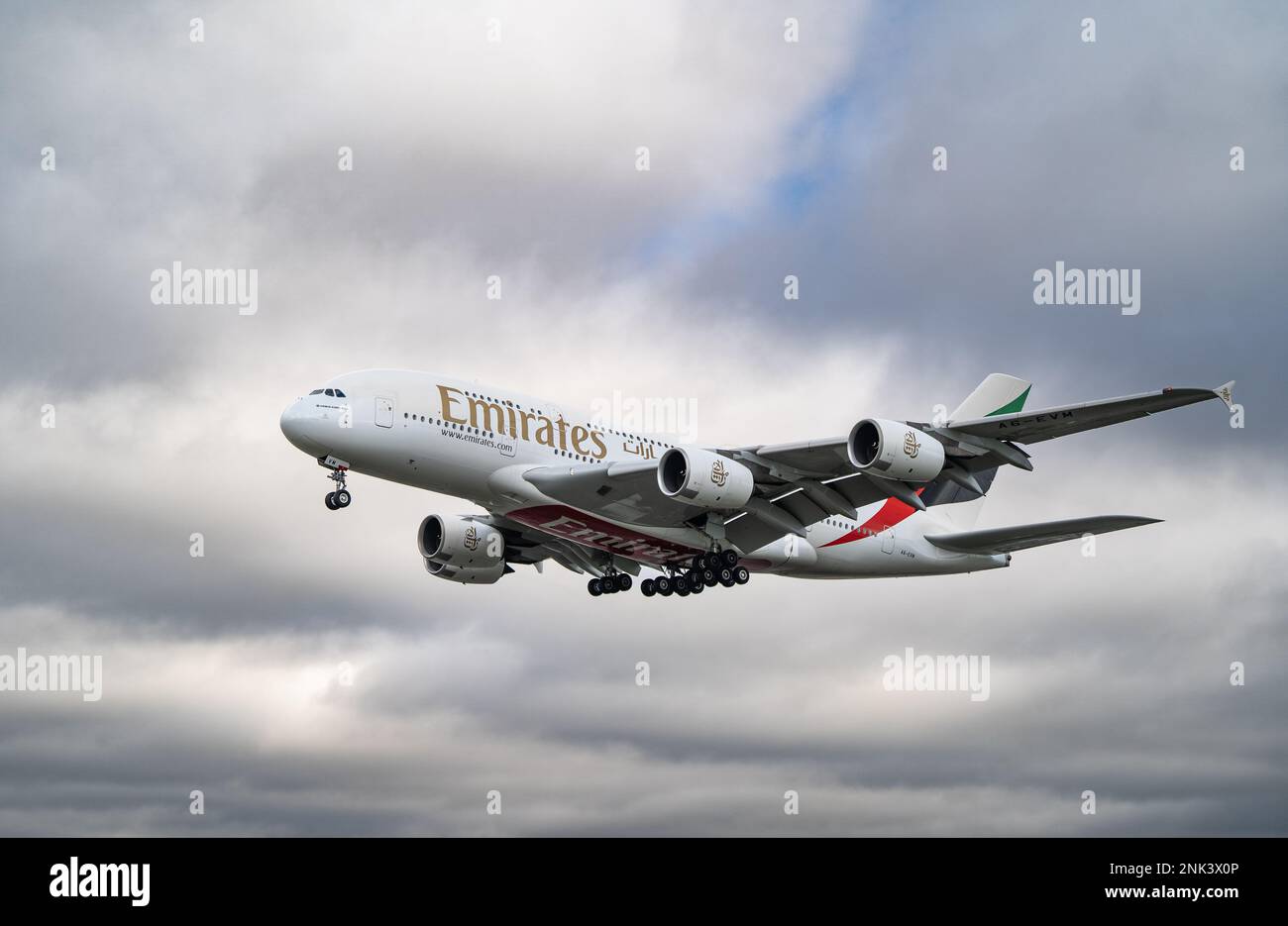 Heathrow, London - February 20th 2023: Emirates Airbus A380 Landing ...