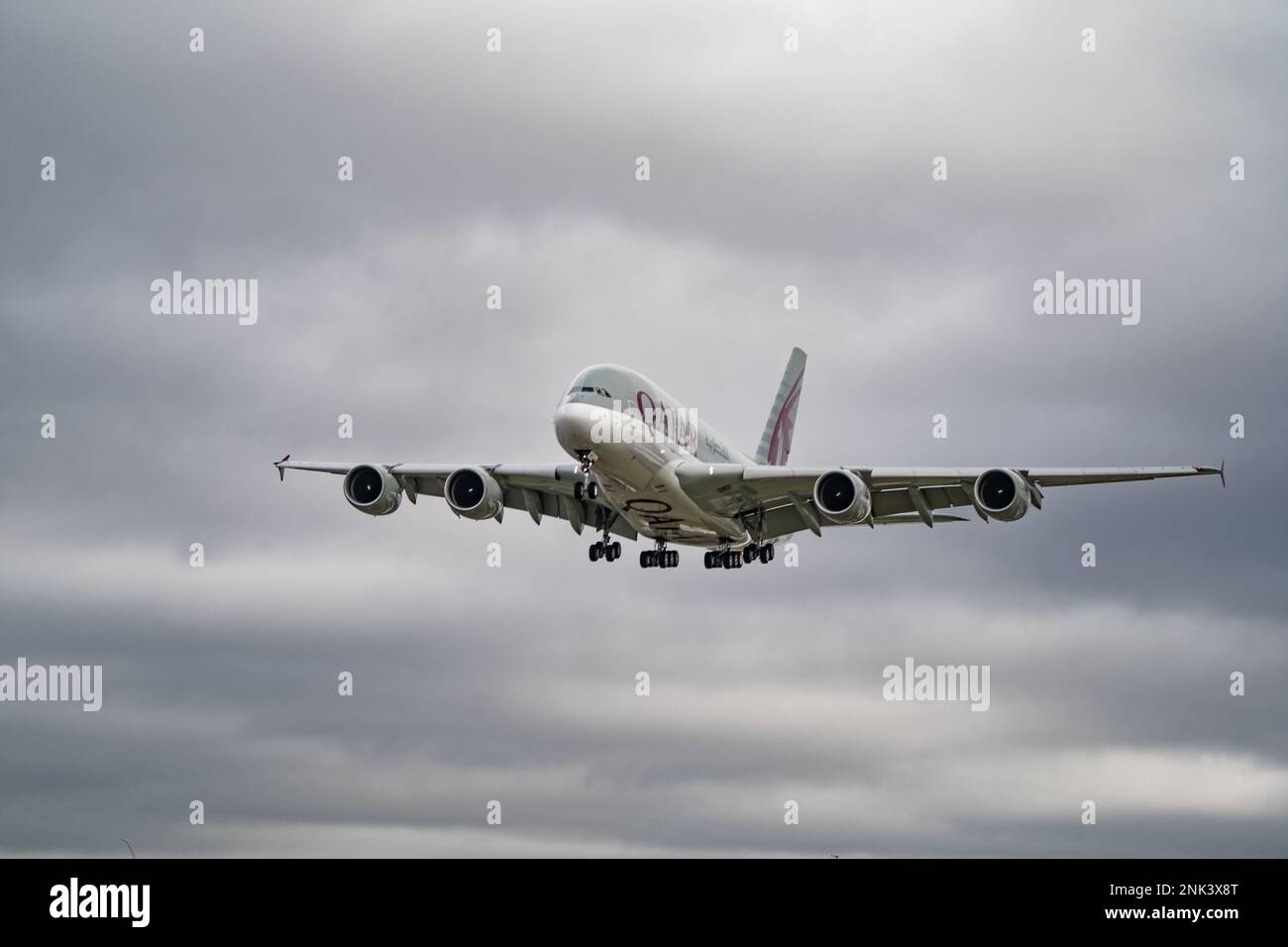 Heathrow, London February 20th 2023 Qatar Airlines Airbus A380