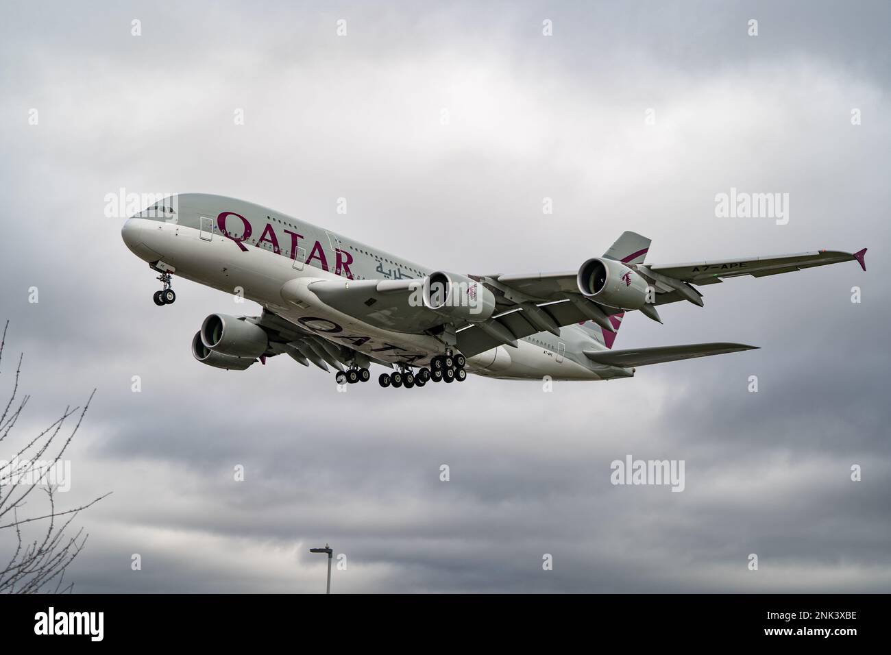 Heathrow, London February 20th 2023 Qatar Airlines Airbus A380