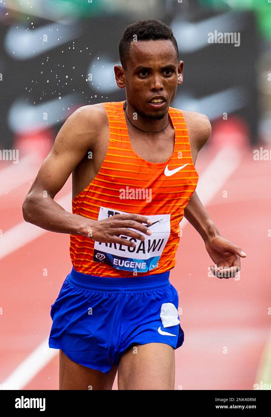 May 28, 2022 Eugene OR USA Berihu Aregawi runs away from the pack in the mens 5000 meters during the Nike Prefontaine Classic