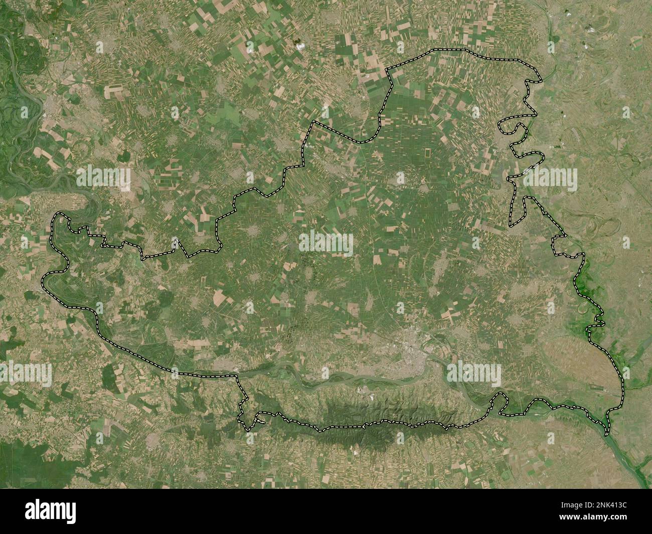 Juzno-Backi, district of Serbia. Low resolution satellite map Stock Photo