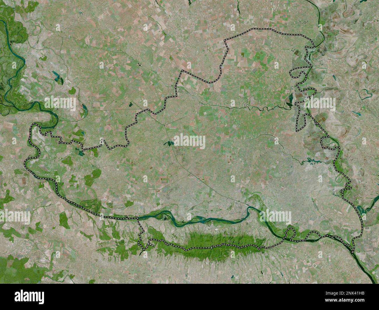 Juzno-Backi, district of Serbia. High resolution satellite map Stock Photo