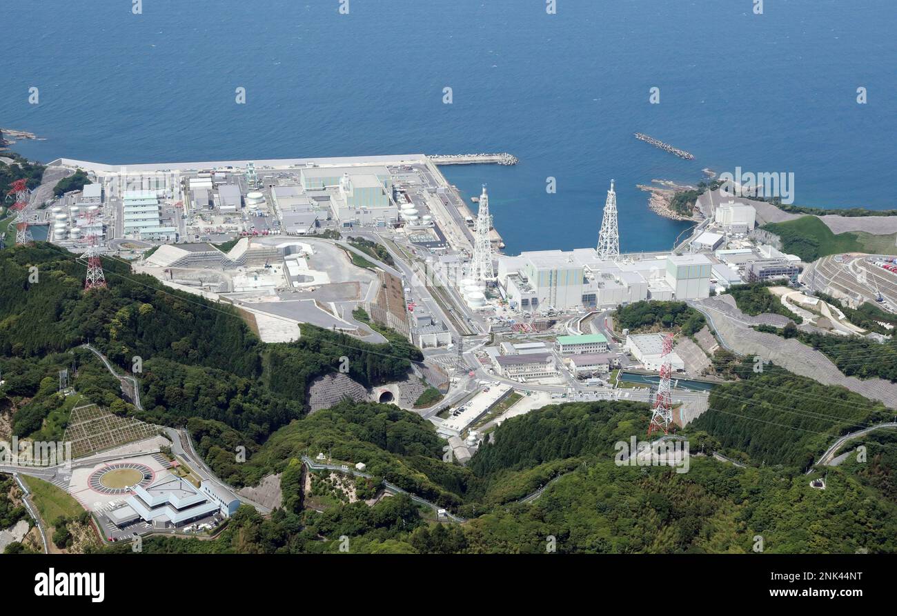 An aerial photo shows the Shimane Nuclear Power of the Chugoku Electric