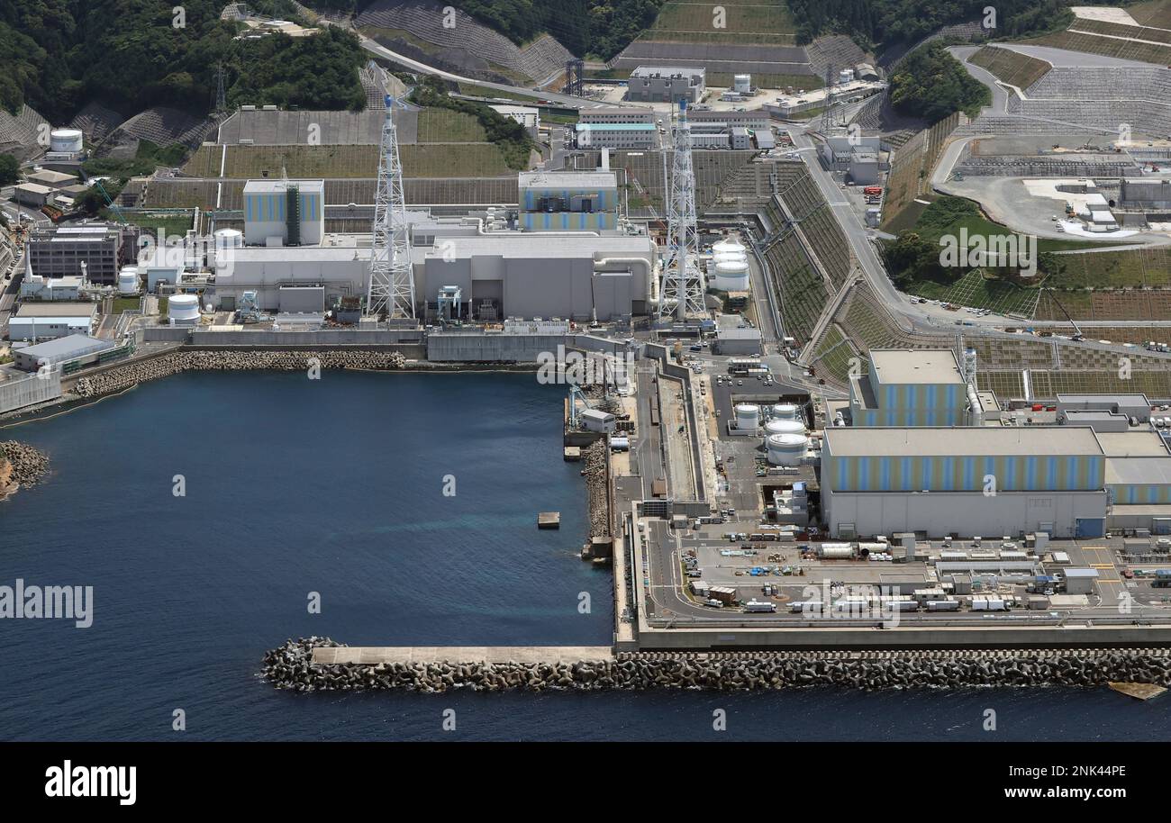 An aerial photo shows the Shimane Nuclear Power of the Chugoku Electric